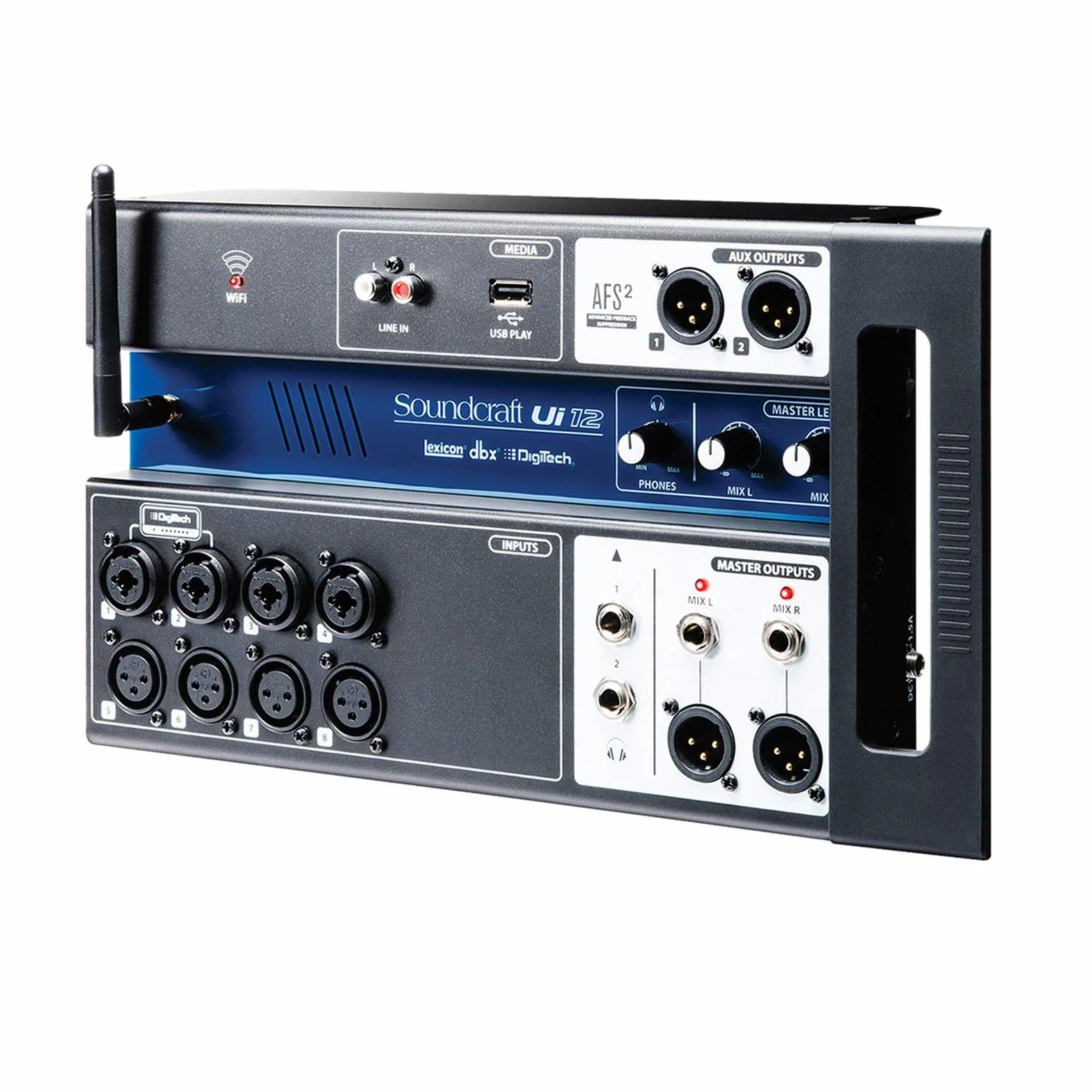 Soundcraft Ui12 mikser cyfrowy z 12 kanałami i pilotem zdalnego sterowania, czarny kanał 12 12 kanałów, czarny