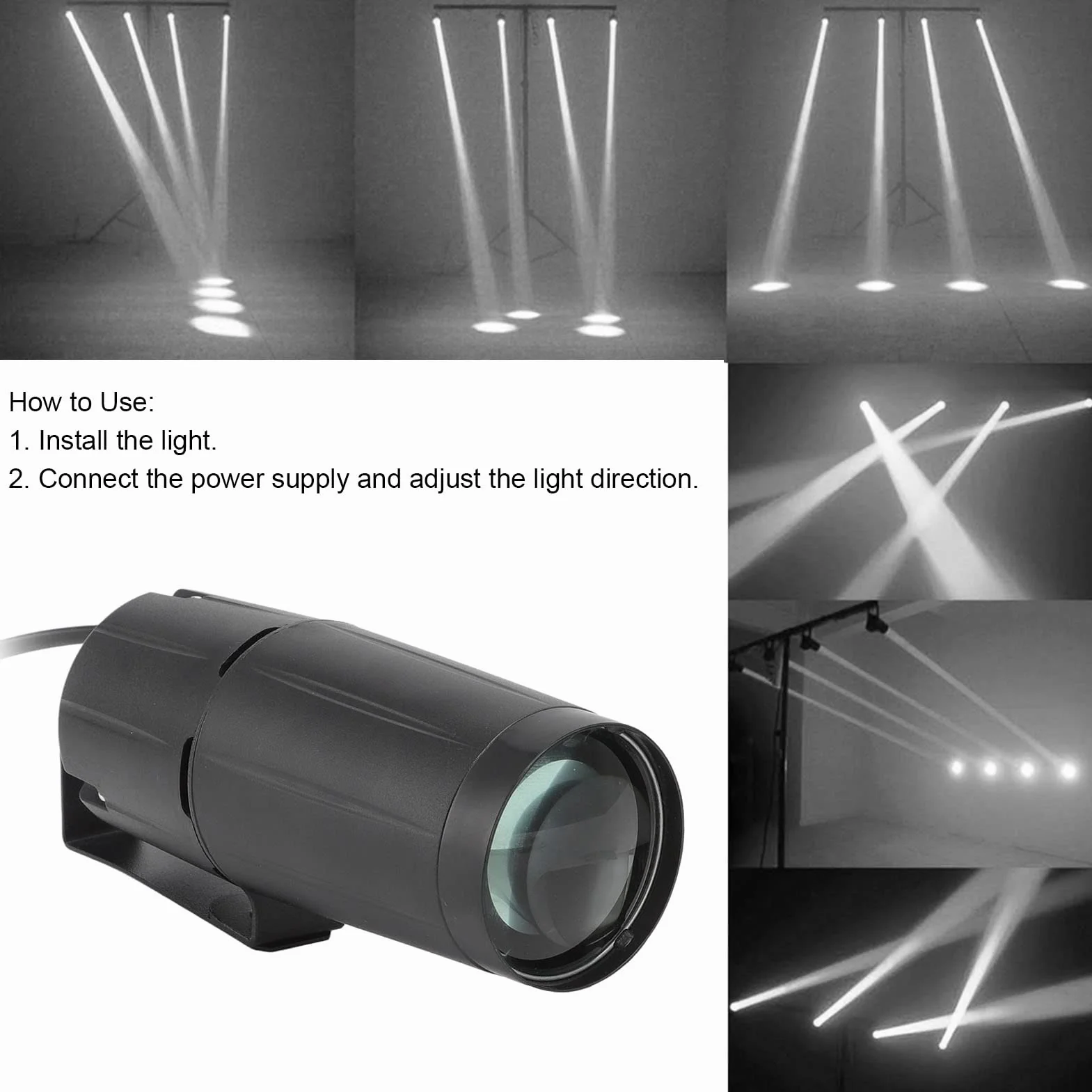 BORDSTRACT 12W LED Pinspot Disco Light Stage Effect Beam Spotlight 90-240V KTV Home