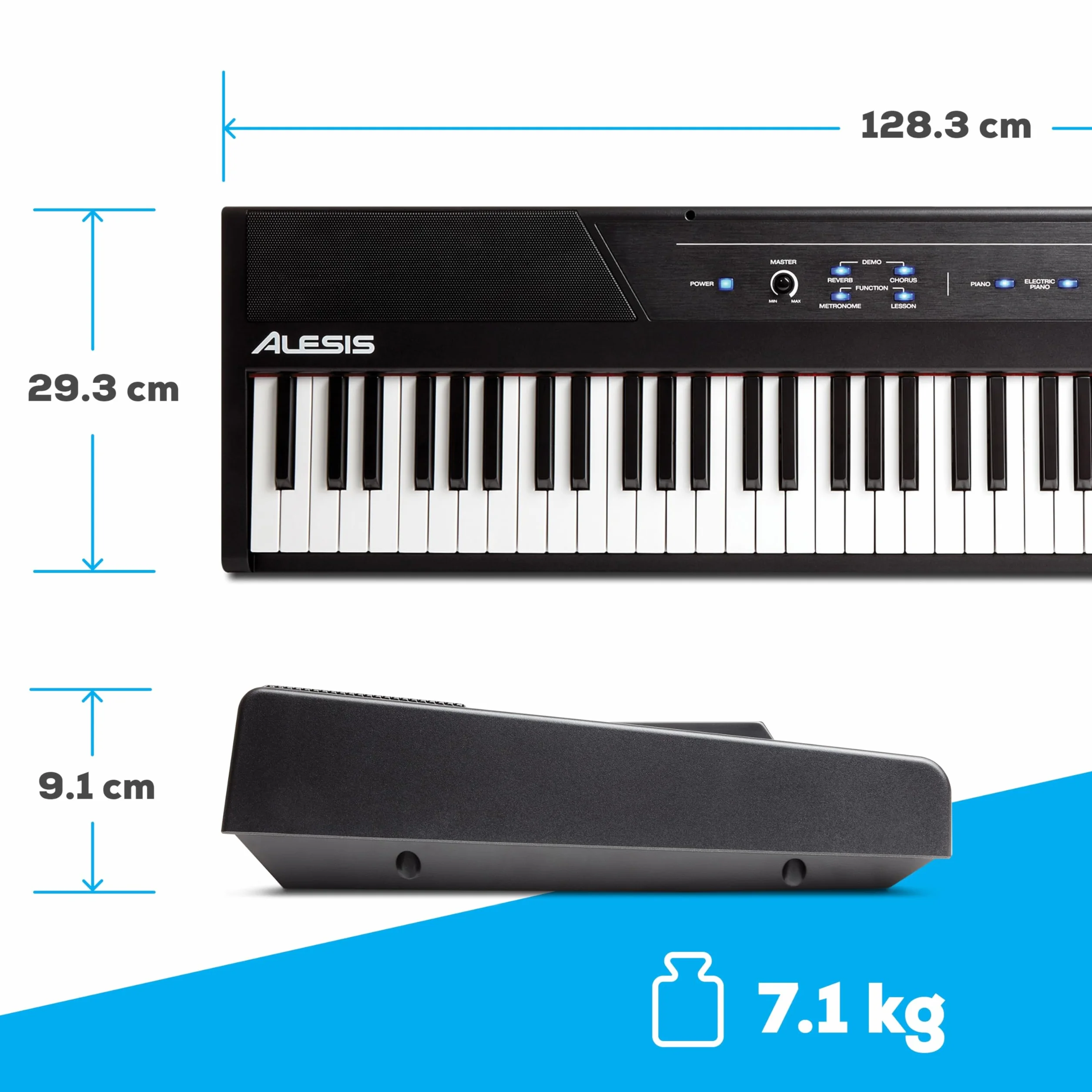 Alesis Recital - 88-Klawiszowe Pianino Elektryczne/Keyboard z Półważoną Klawiaturą, Zasilaczem, Wbudowanymi Głośnikami i 5 Brzmieniami Premium