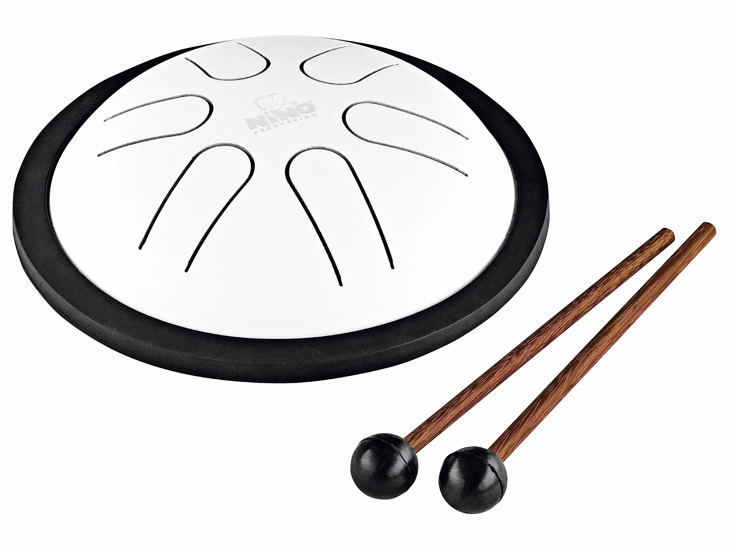 Nino Percussion Mini melody stalowy bęben językowy z młotkami - dla wszystkich grup wiekowych - łatwe tworzenie piosenek, do muzyki w klasie, 2-LETNIA GWARANCJA (NINO980WH), biały