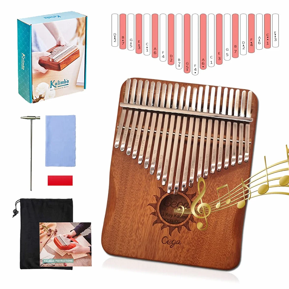 Kalimba kciuk pianino 21 klawiszy przenośny Thumb pianino Marimba z młotkiem tuningowym zestaw