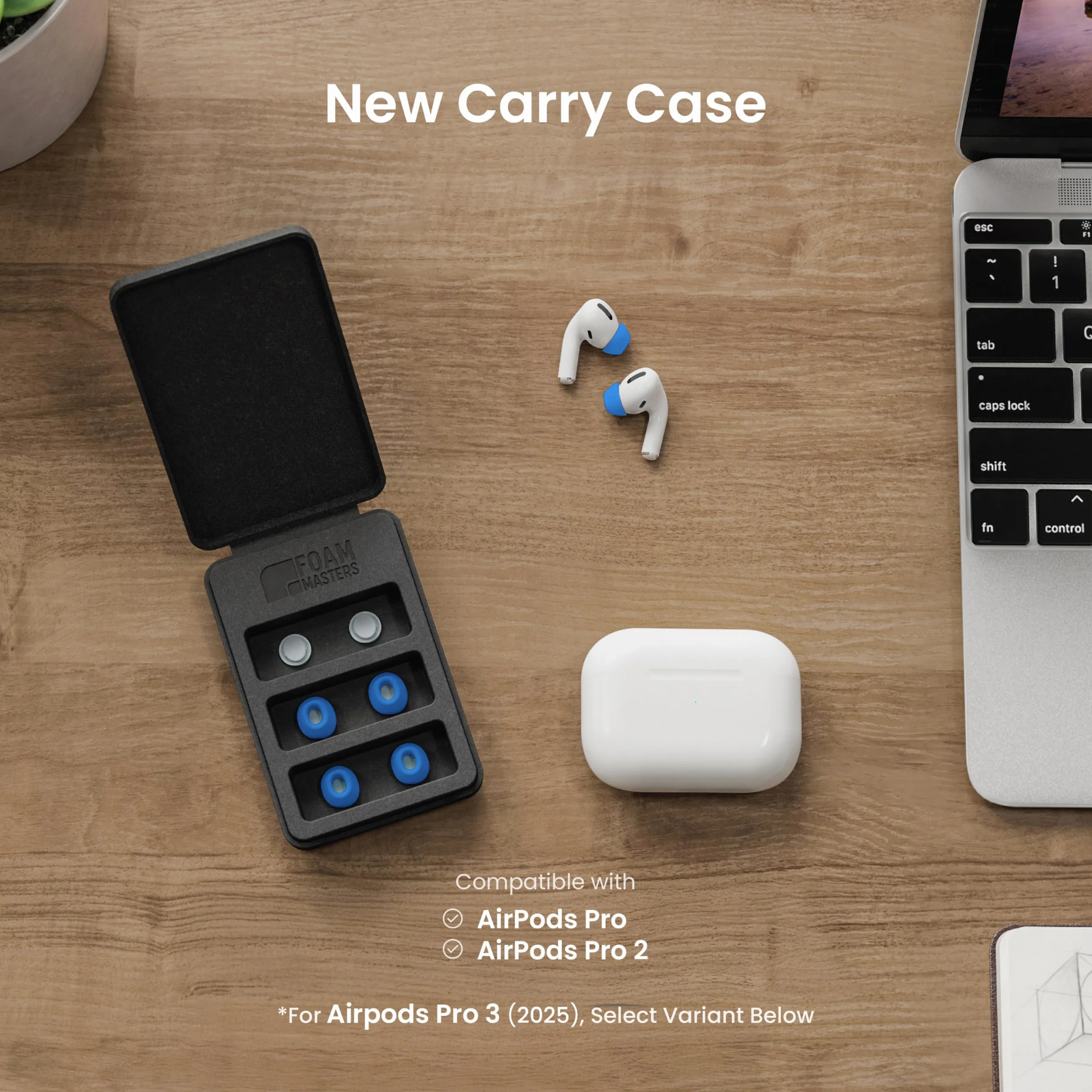Foam Masters Końcówki douszne z pianki z pamięcią kształtu, Ultra Premium, do AirPods Pro 1. i 2. generacji, 3 pary, ulepszona wersja, bezpieczne dopasowanie, super komfort, lepsza redukcja szumów