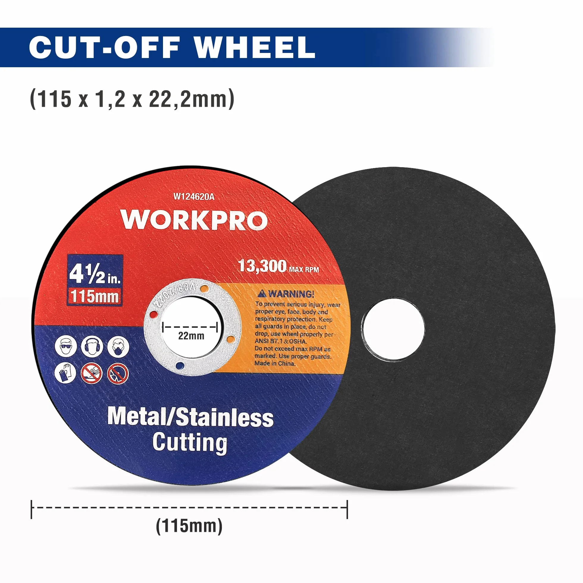 WORKPRO Koła tnące, 20 sztuk, 115 mm metalowe i ze stali nierdzewnej, cienkie metalowe tarcze tnące 1,2 mm do szlifierki kątowej