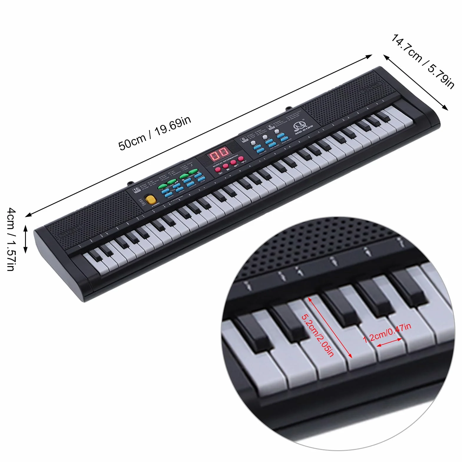 MQ6186 Klawiatura Pianino Przenośne, 61 Klawiszy Elektroniczne Cyfrowe Pianino Muzyczne Wielofunkcyjne z Mikrofonem z Pełnowymiarowymi Klawiszami dla Początkujących Dzieci