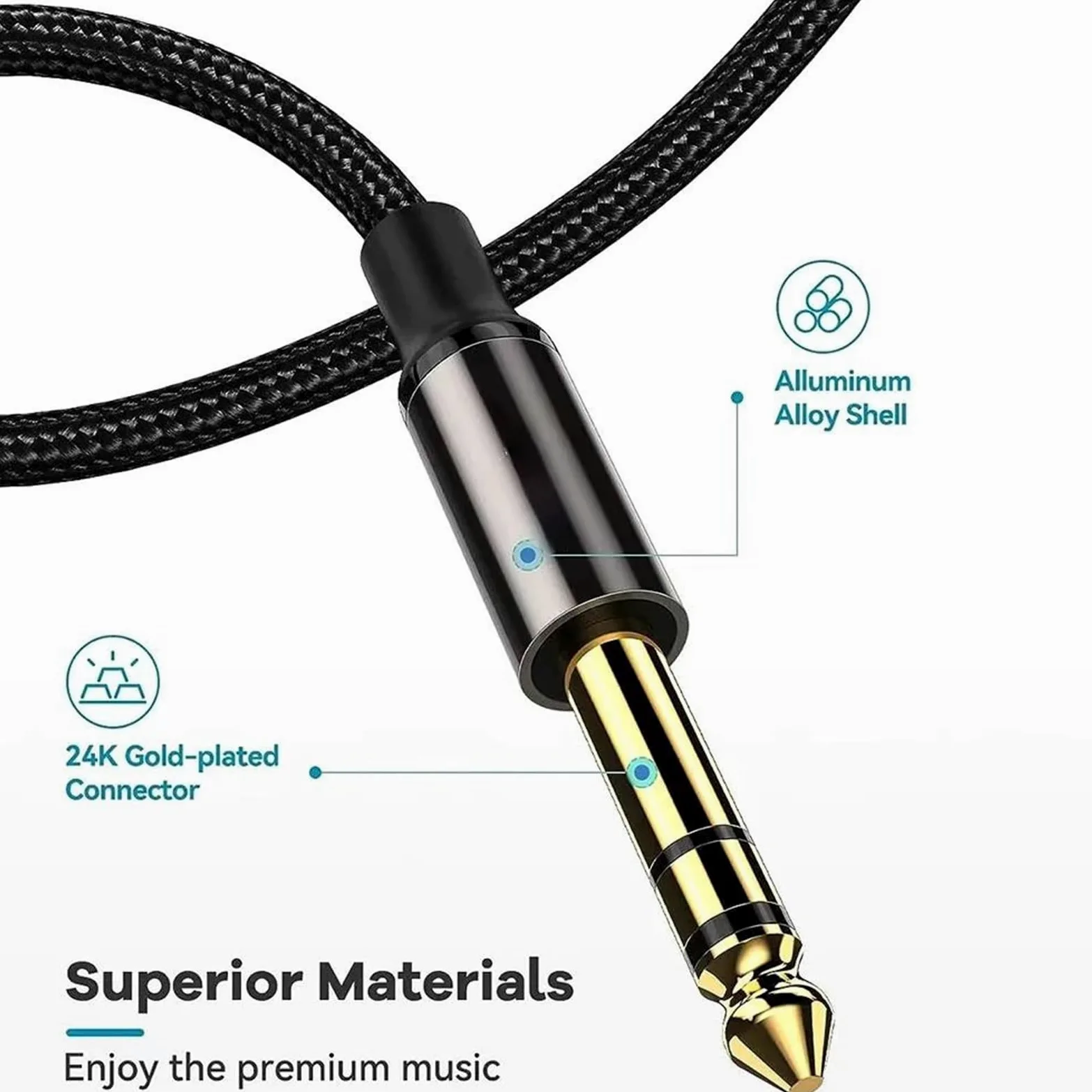 Pro Audio kabel Kabel Stereo 1/4 Męski Na 1/8 Męski TRS Dwukierunkowy Kabel Jack Do Słuchawek Gitary Miksera Laptopa Wzmacniacza(Pack of 3,8m)
