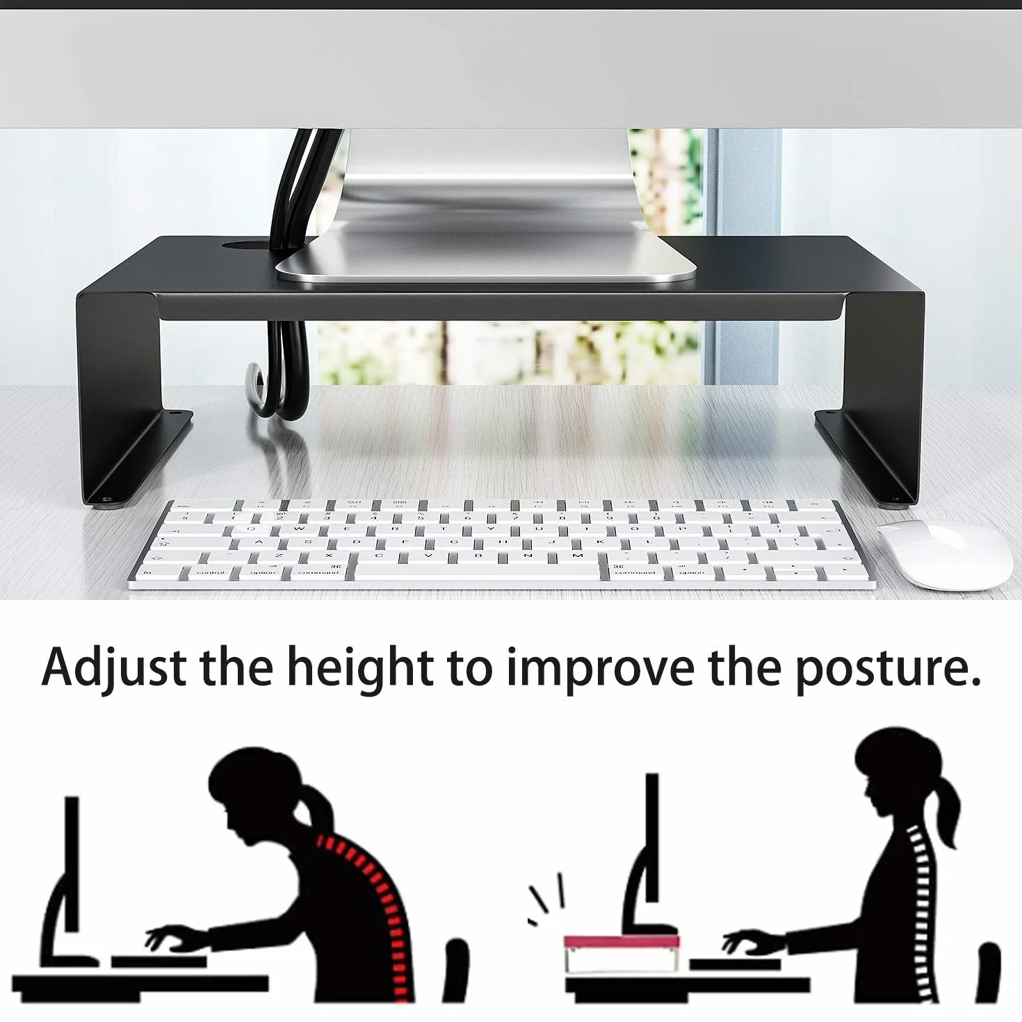 Newaner Stojak na monitor ze stali węglowej, stojak na biurko do komputera laptopa notebooka kompatybilny z monitorami 22-32 cali, w tym, do 30 kg