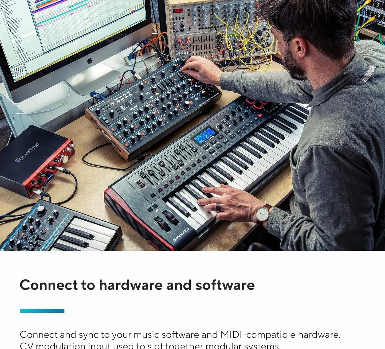 Novation Peak 8-głosowy pulpit polifoniczny syntezator z 2 LFO na głos, 16-gniazdowa matryca modulacyjna, 3 analogowe punkty zniekształceń i efekty cyfrowe