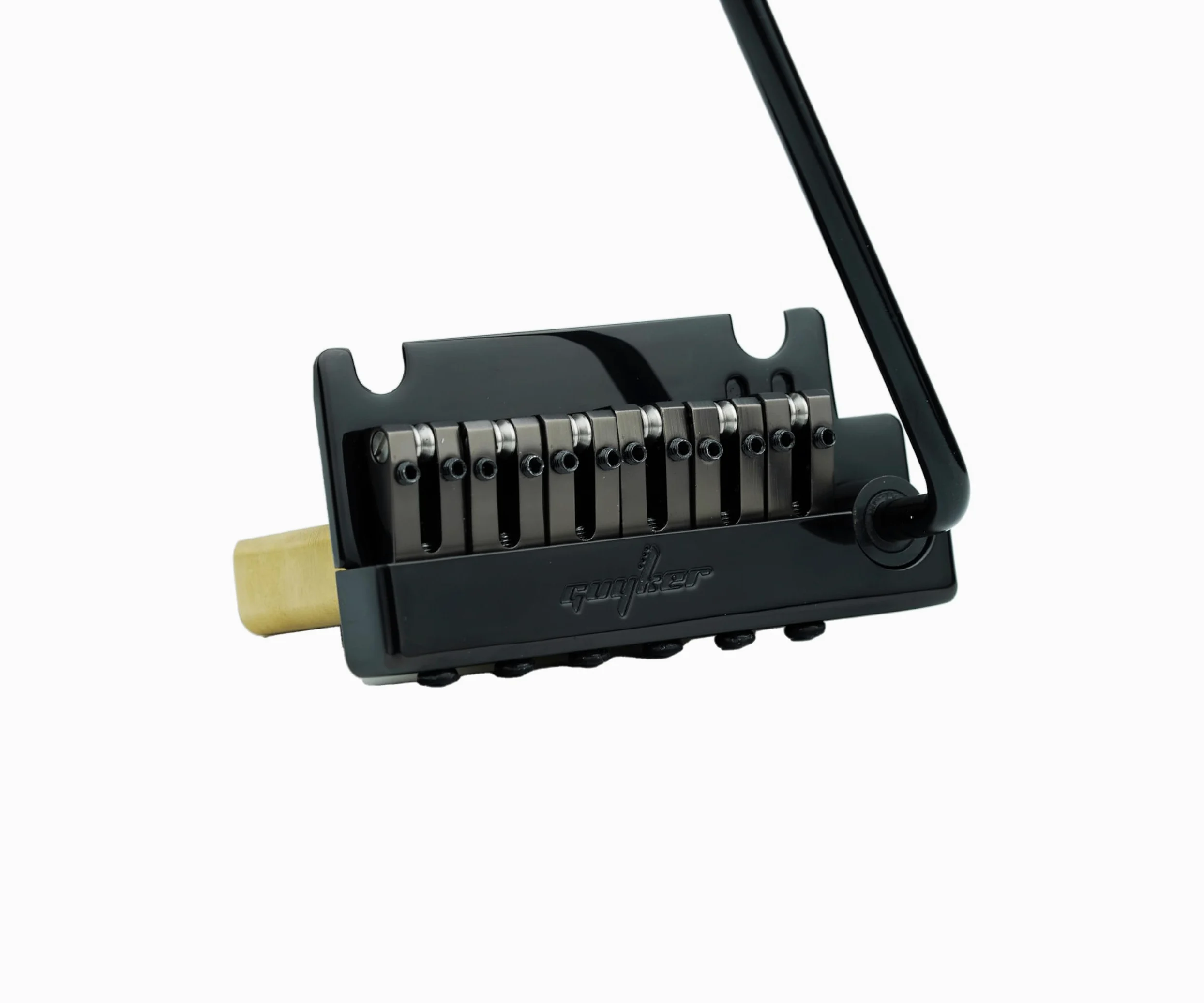 Guyker Mostek do gitary z tremolo, rozstaw strun 10,8MM z mosiężnym wałkiem, mosiężnym blokiem i śrubą mostka, sprężyną i szponą, pop-in wibrato, kompletny zestaw instalacyjny, GG1009-T Czarny
