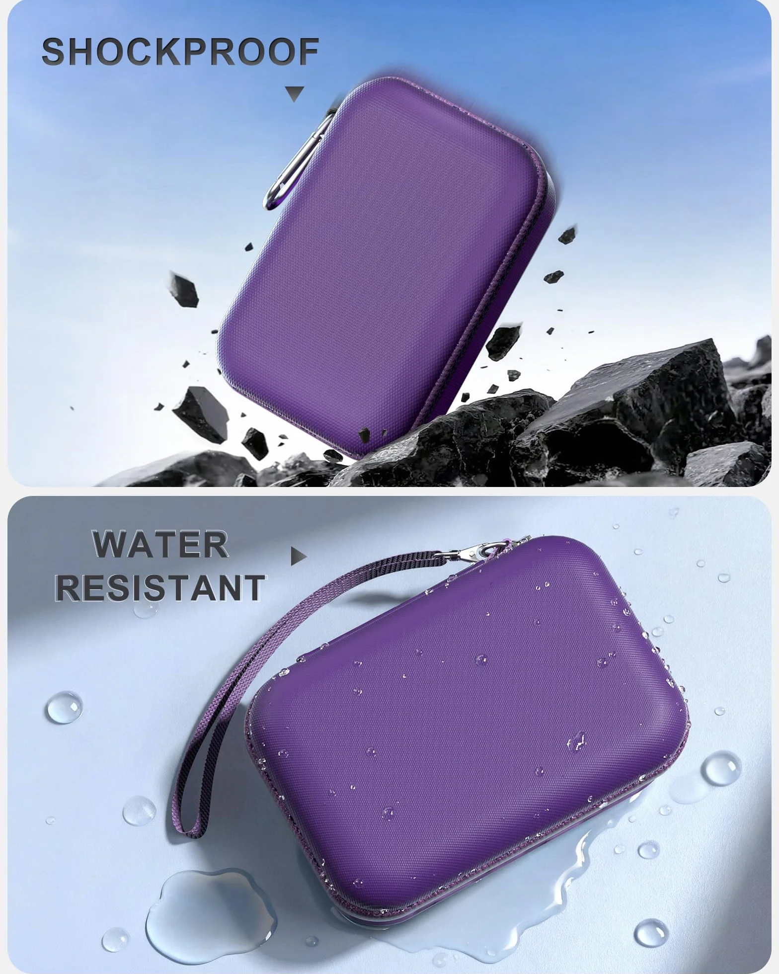 ProCase Twarde etui do JBL GO 4 / GO 3 / GO 3 Eco/GO 3 Ultra, przenośny futerał podróżny na głośnik Bluetooth, odporna na wstrząsy i zarysowania torba transportowa - fioletowy