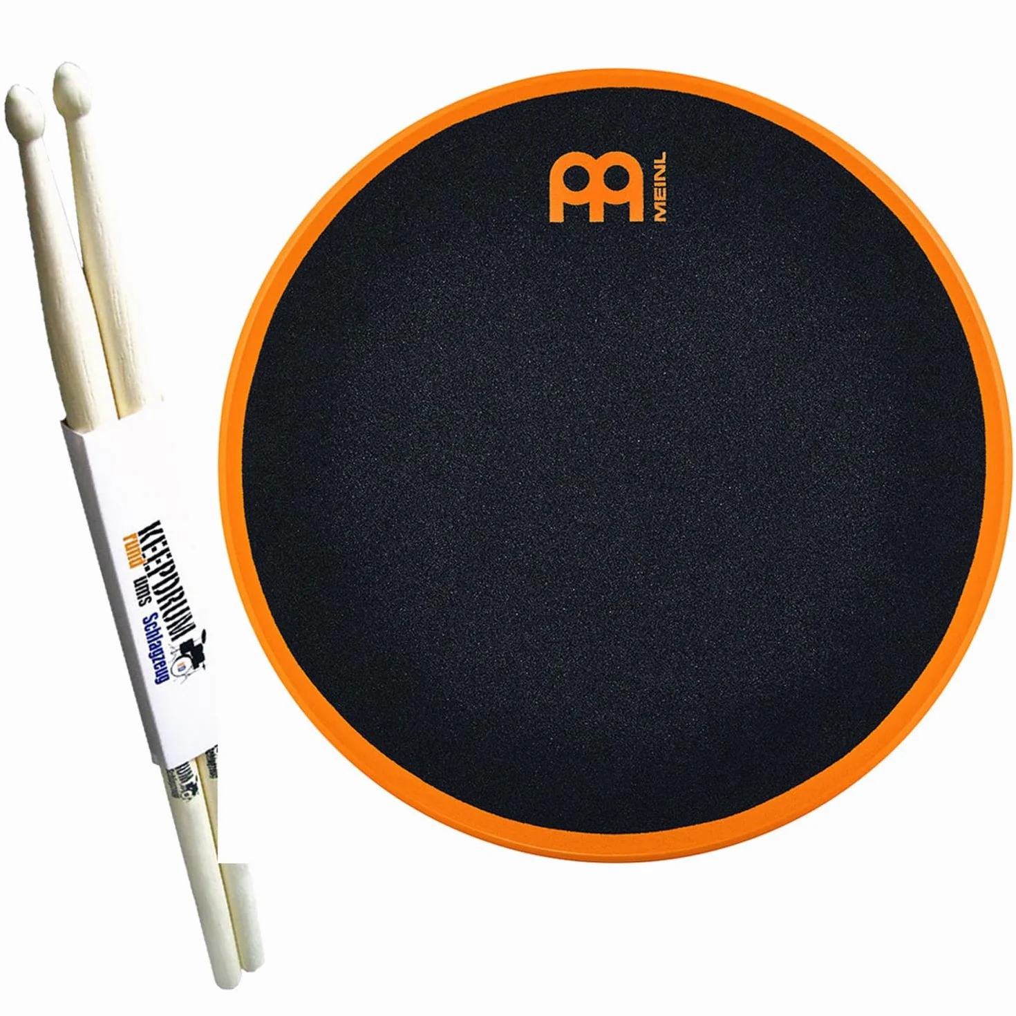 Podkładka do ćwiczeń Meinl Practice Pad Marshmallow MMP12OR 12 cali pomarańczowa z pałeczkiami perkusyjnymi keepdrum 1 para