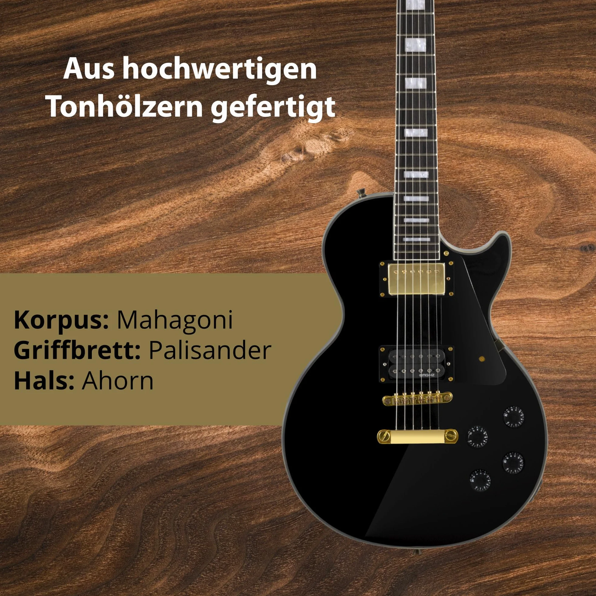 Rocktile Pro L-200BK Deluxe gitara elektryczna czarna z akcesoriami (torba na gitary, kabel, kostki gitarowe, szkoła z CD i DVD, struny gitarowe)