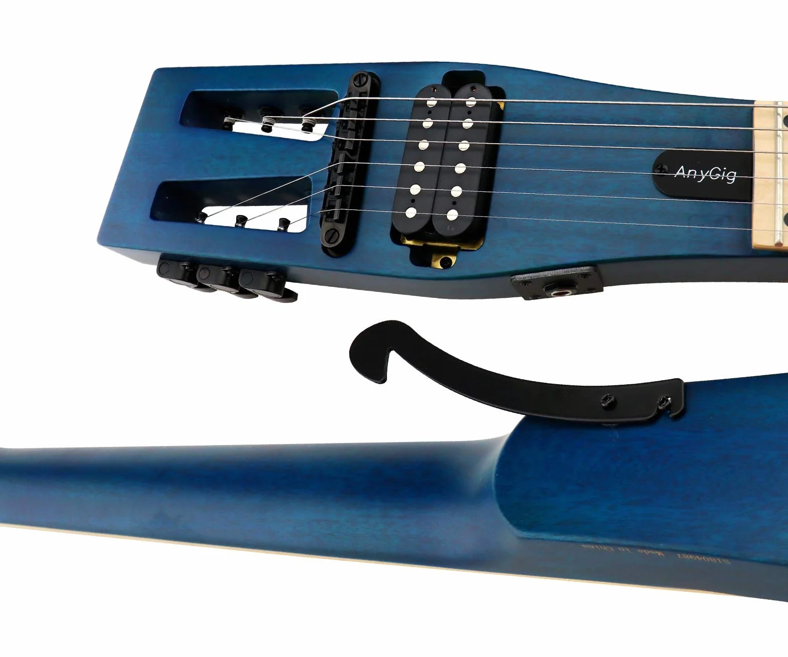 Anygig Gitara elektryczna praktyka przenośna gitara podróżna klon bez głowy solidny korpus pełna skala z Gigbag dla lekkiej konstrukcji torba na koncert wszystkie akcesoria niebieska