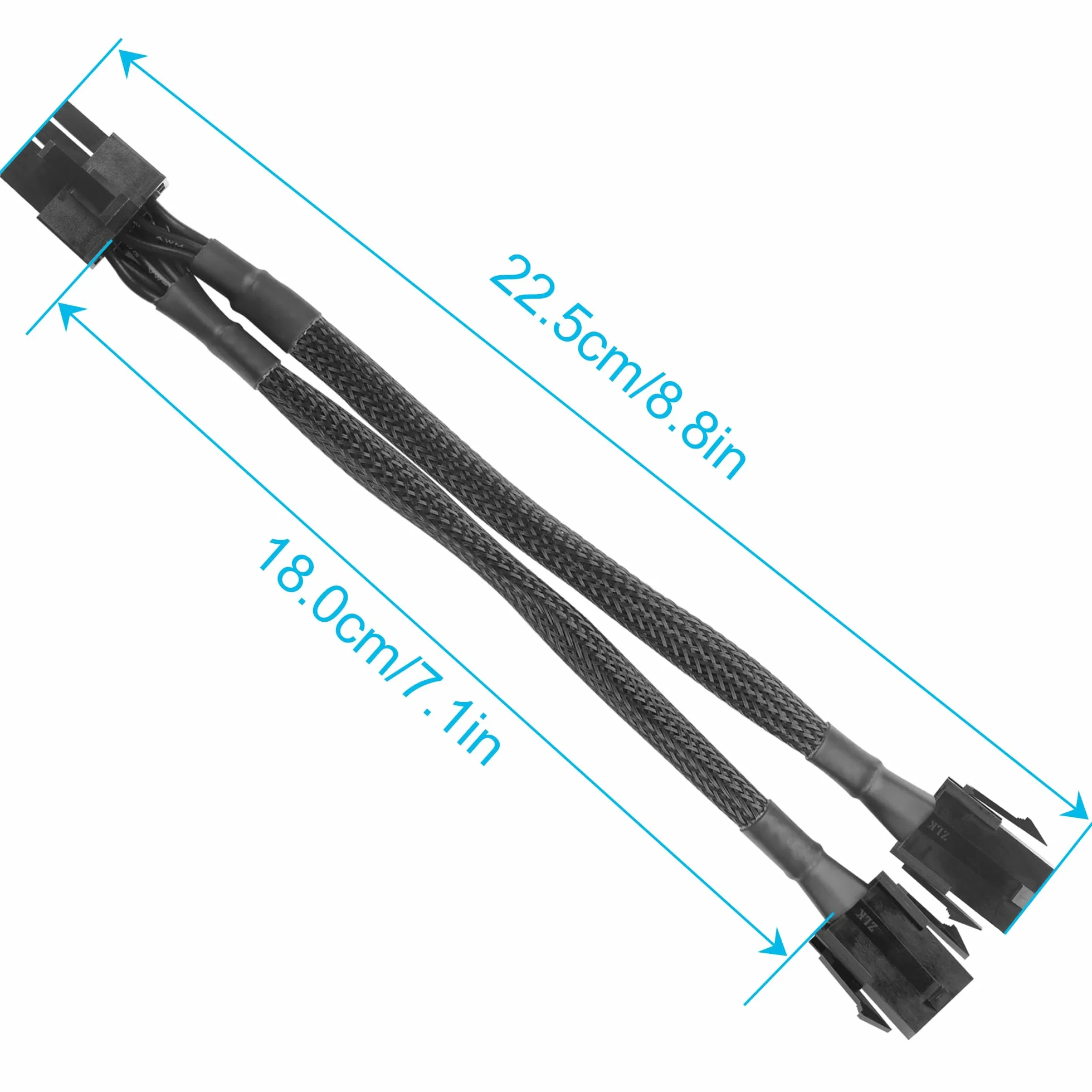 Podwójny 6-pinowy żeński na 8-pinowy męski kabel przełączający GPU do konwersji mocy karty graficznej w komputerach stacjonarnych - 22,5 cm/8,8 cala