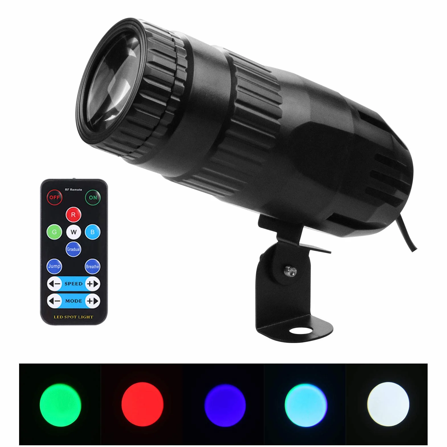 Lixada Pinspot Mini reflektor LED RGBW z pilotem zdalnego sterowania czarny