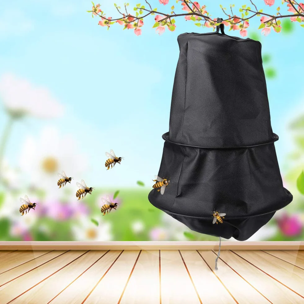 Rój Pułapka Czarny Swarm Catcher Czarna Pu Skóra, Tkanina Czarna Pszczelarz Narzędzie Klatka Dla Pszczół Rój Pułapka Swarming Catcher Materiały Pszczelarskie