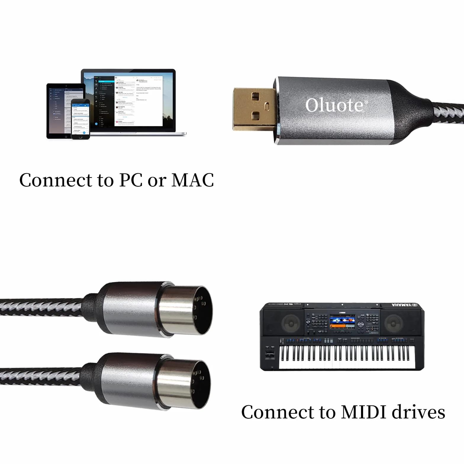 Konwerter interfejsu kabla midi na USB USB na MIDI 5-pinowy DIN męski x 2P (IN + OUT) do laptopa PC na profesjonalną klawiaturę fortepianową w domowym studiu muzycznym (1,5 m)