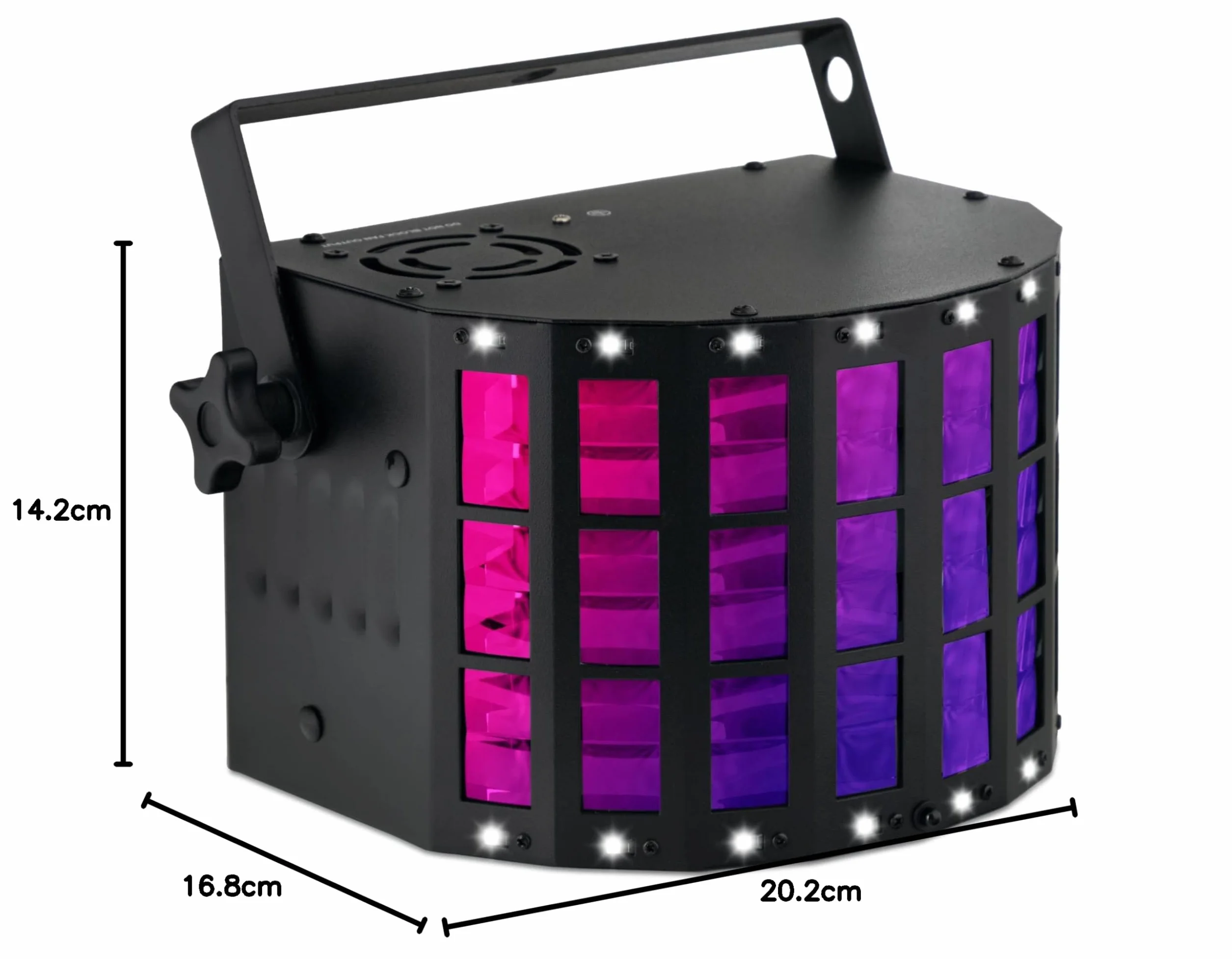 Showlite DS-3 LED Derby efekt świetlny – hybrydowy efekt promieniowania ze stroboskopem – efekt świetlny RGBW na imprezę, do baru i mobilnych DJ-ów – hybrydowy reflektor ze sterowaniem DMX i