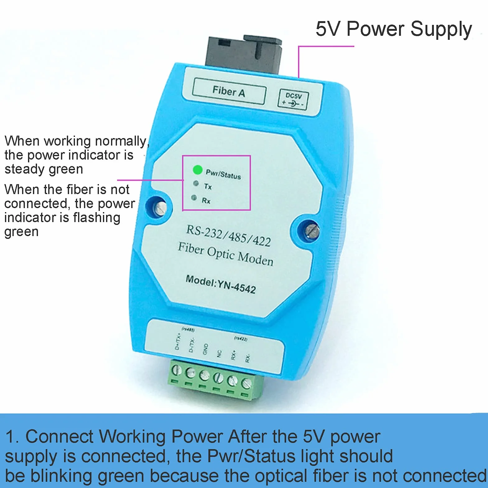 2 Szt. Konwerter RS485 na światłowody Dwukierunkowy Transceiver światłowodowy RS485 z Ochroną Przeciwprzepięciową RS-485 600 W