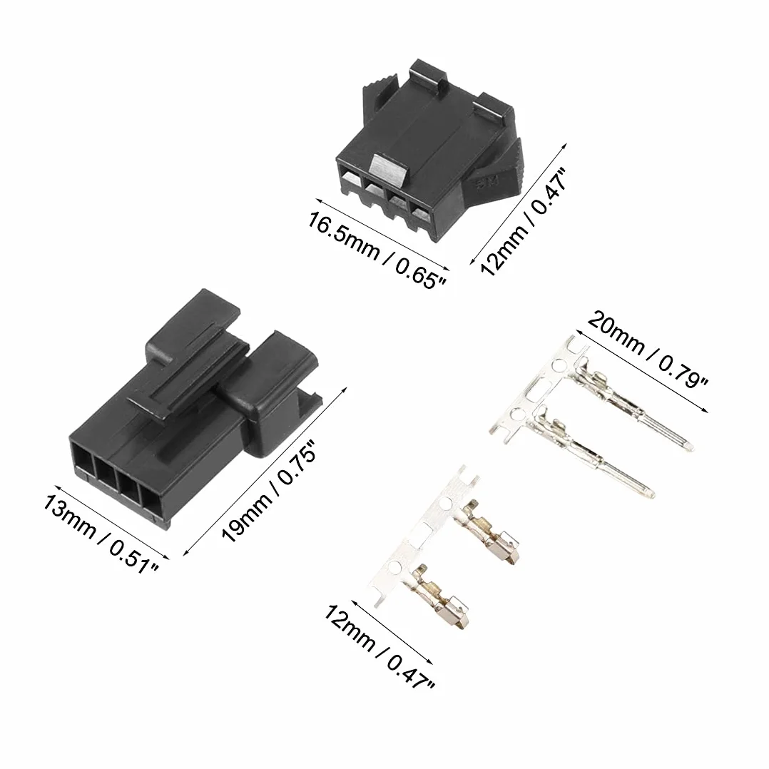sourcing map 20 par 2,54 mm 4 piny męskie żeńskie JST-SM obudowa Crimp Terminal wtyk DE de