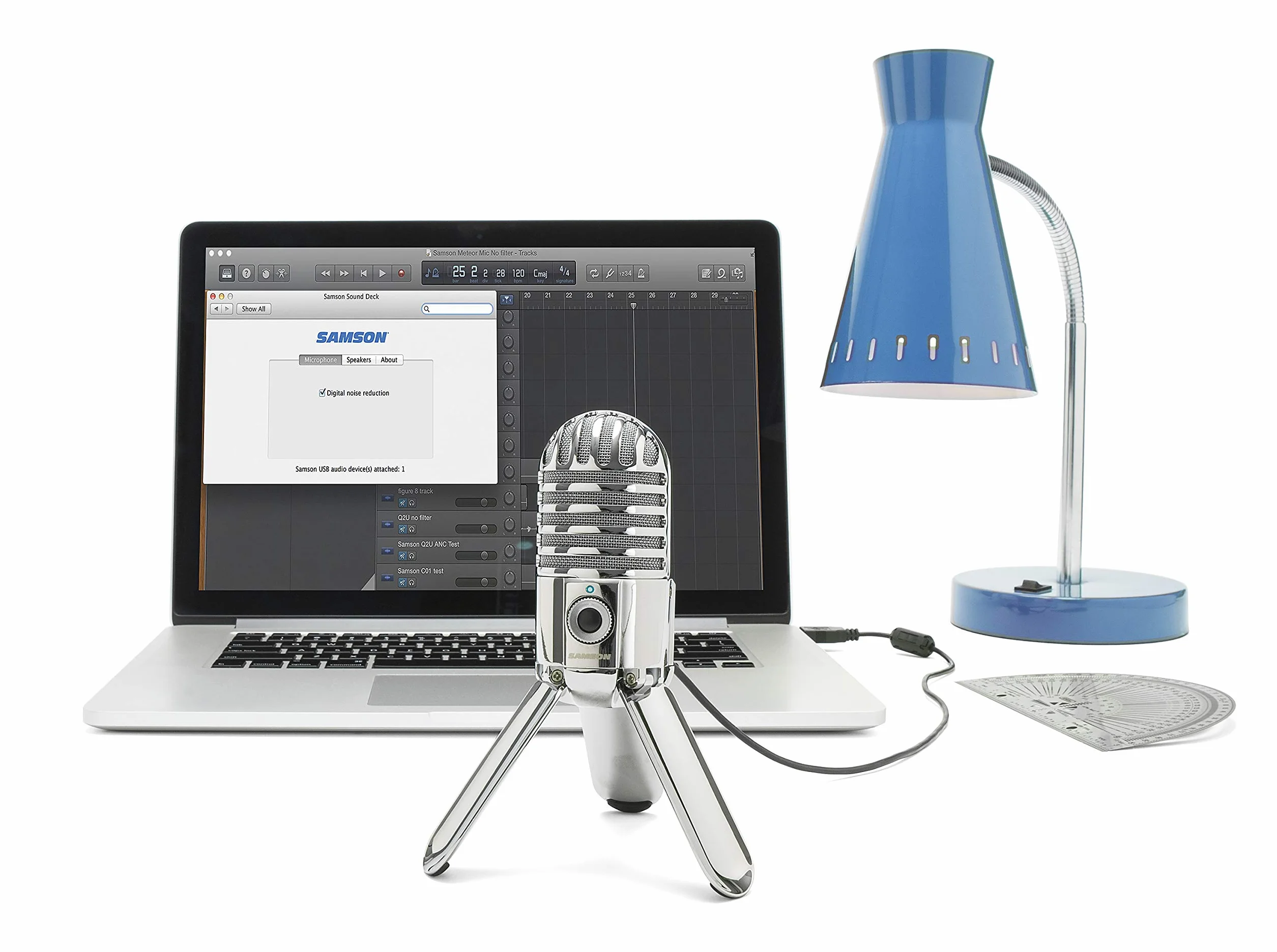 Samson Meteor Mic - Portable USB Studio Quality Condenser Microphone - High Performance, General Purpose/Podcast/Gaming/Music Recording Microphone, 16-bit, 44.1/48kHz resolution, Silver Chrome