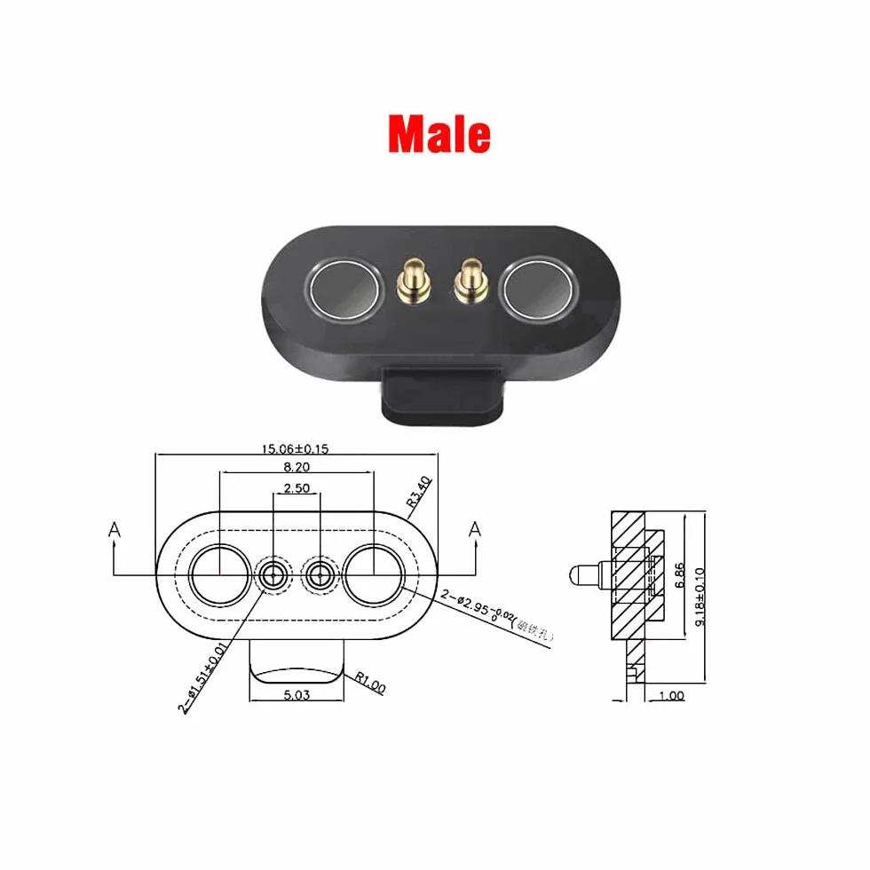 1Pair Sprężynowy Pin Pogo 2 piny 2.5 MM Pitch Męski żeński kontakt sondy