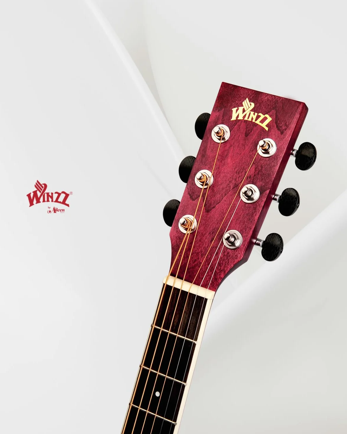 Winzz gitara akustyczna ze stalową struną, początkujący, dla dorosłych, dla uczniów, elegancka, unikalny wzór kolorów, 100 cm, czerwona