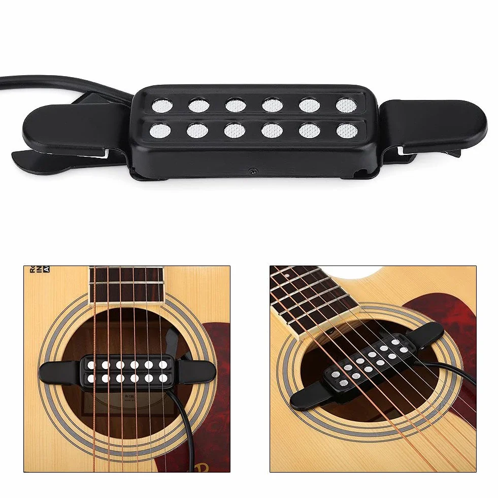 Przetwornik gitarowy z 12 otworami dźwiękowymi, klasyczny przetwornik, elektryczny przetwornik, akcesoria do gitary akustycznej