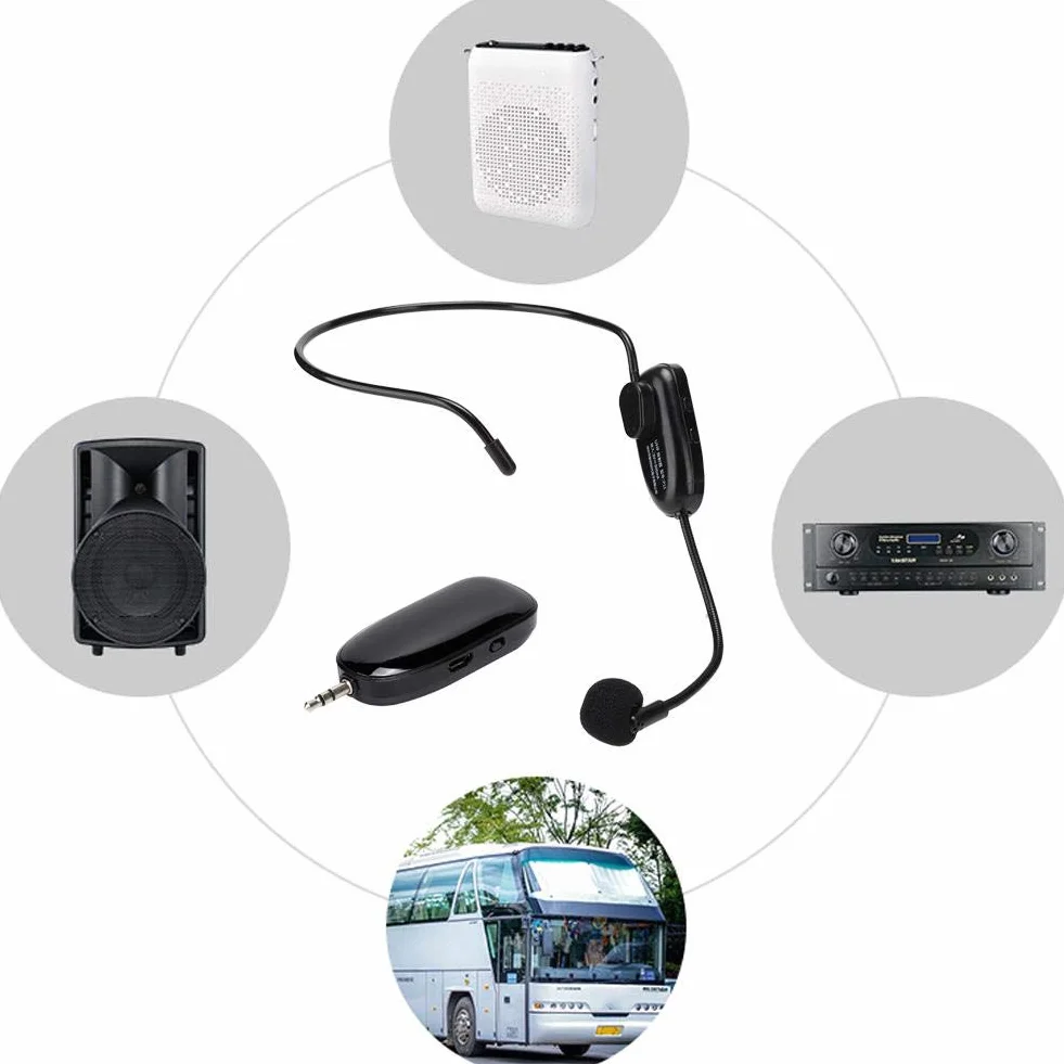 Sxhlseller Mikrofon, profesjonalny mikrofon Head-Wear UHF Wireless Harmonic Distortion, mikrofon do wzmacniacza głosu, komputera do nauki, przewodników, prezentacji, konferencji