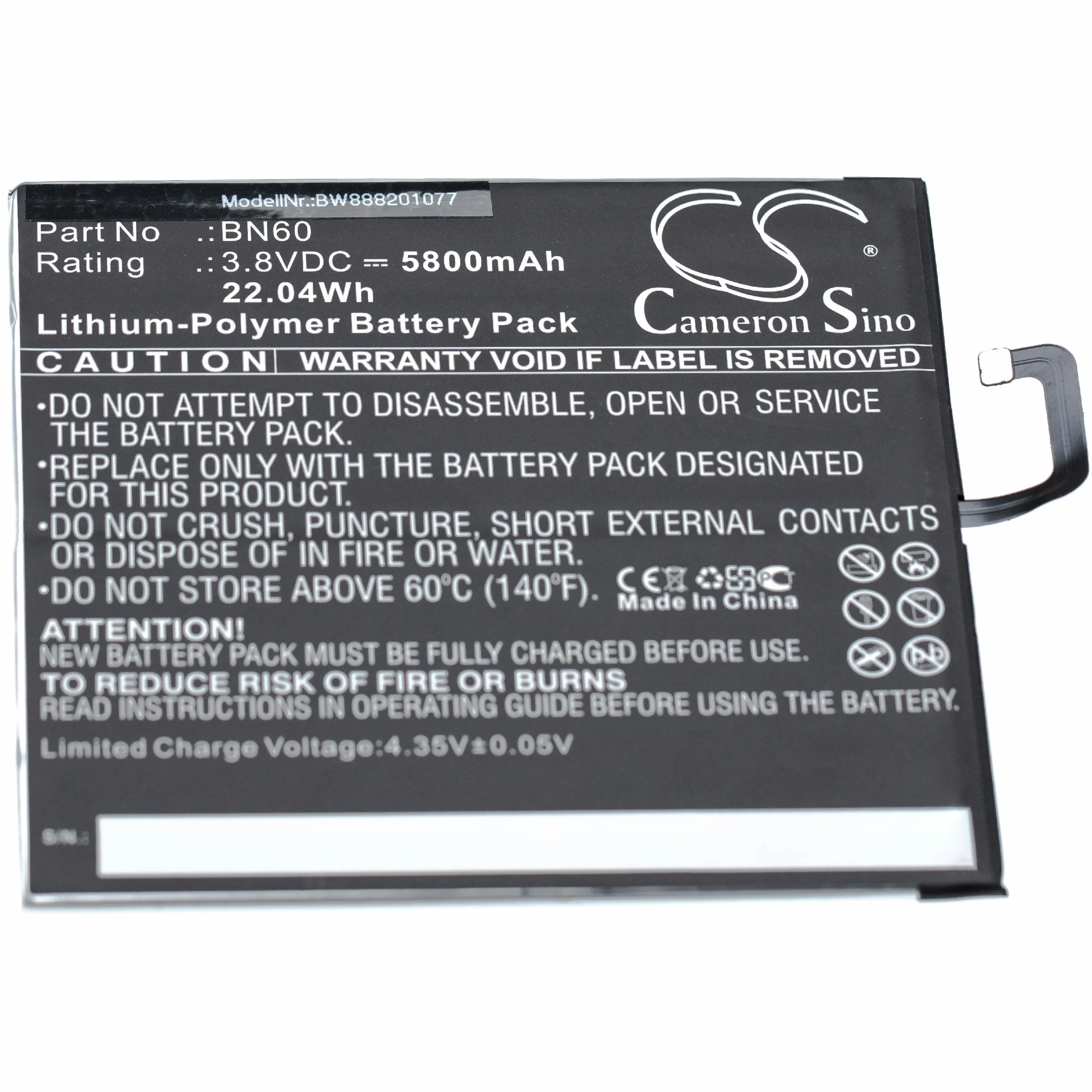 vhbw Bateria zamienna do Xiaomi BN60 do tabletu Pad (5800 mAh, 3,8 V, litowo-polimerowa)