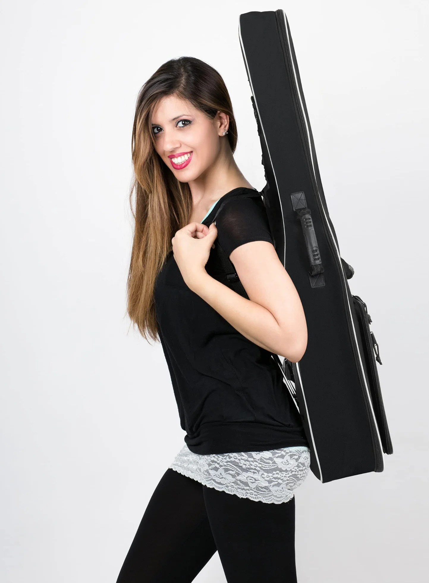 Rocktile Klasyczna torba na gitarę 3/4 i 7/8 (wyściełana torba Gigbag, zestaw plecakowy, 2 kieszenie zewnętrzne), czarna