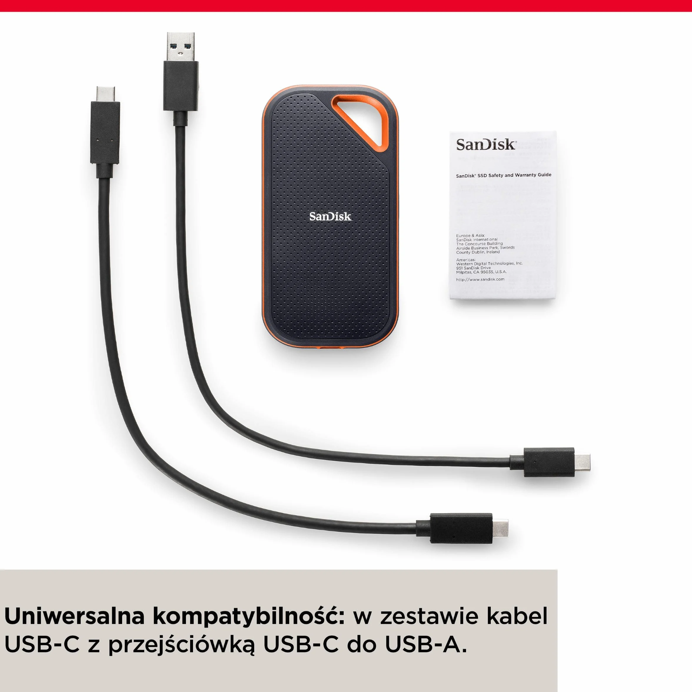SanDisk Extreme PRO Przenośny dysk SSD 4TB (Dysk zewnętrzny SSD NVMe, do 2000 MB/s, USB-C, Stopień ochrony IP65 zapewniający wodo- i pyłoodporność, 256-bitowemu szyfrowaniu sprzętowemu AES)
