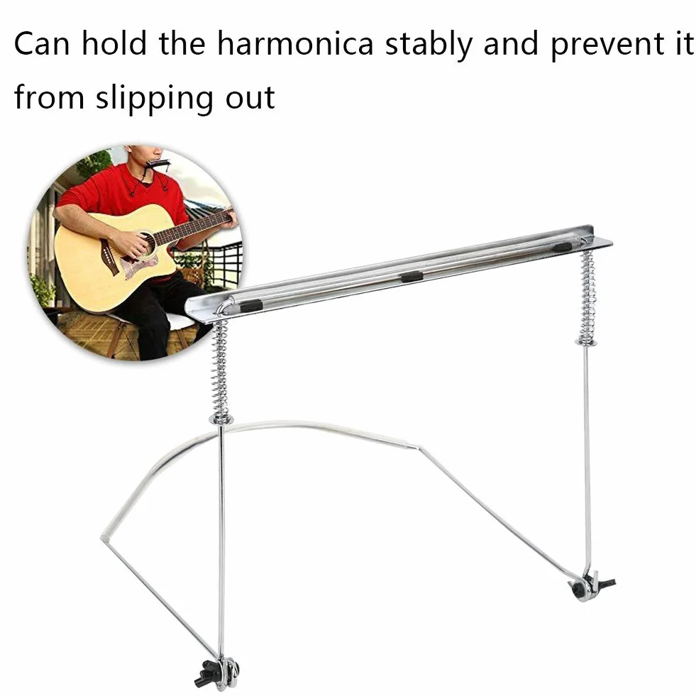 Statyw pod harmonijkę 24-otworowy metalowy uchwyt na harmonijkę z regulowaną szyjką Akcesoria muzyczne do instrumentów dętych (czarny, srebrny, złoty) (srebrny)