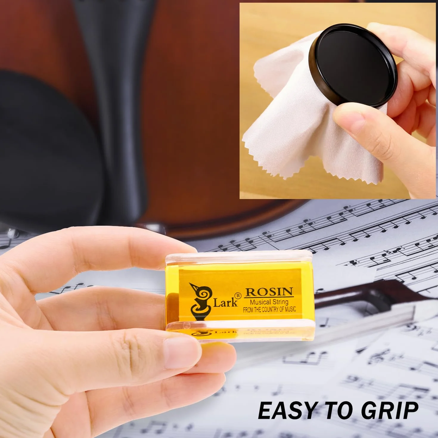 Paquete de 2 Resina Violin, Fansjoy Colofonia Natural con Estuche, para Violín, Viola y Violonchelo Arcos