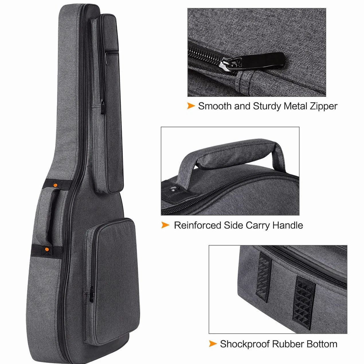 CAHAYA Torba na gitarę Gig Bag wyściełana torba 18 mm wodoszczelna torba na gitarę, szary, torba na gitarę