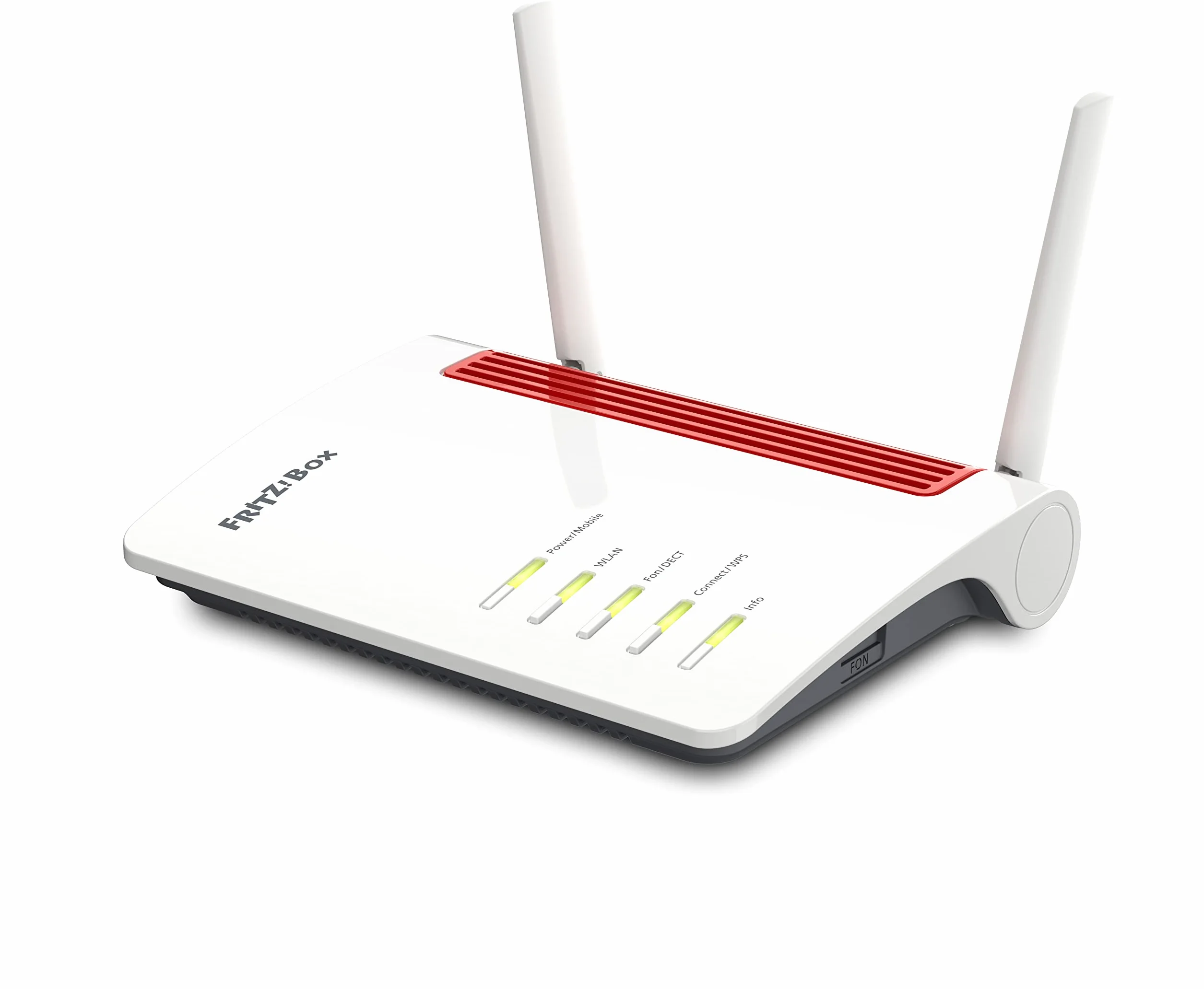 AVM FRITZ!Box 6850 5G międzynarodowy (internet komórkowy o prędkości do 1300 Mbit/s, Wi-Fi AC + N do 866 Mbit/s (5 GHz) oraz 400 Mbit/s (2,4 GHz), 4x Gigabit LAN, stacja bazowa DECT, USB 3.0)