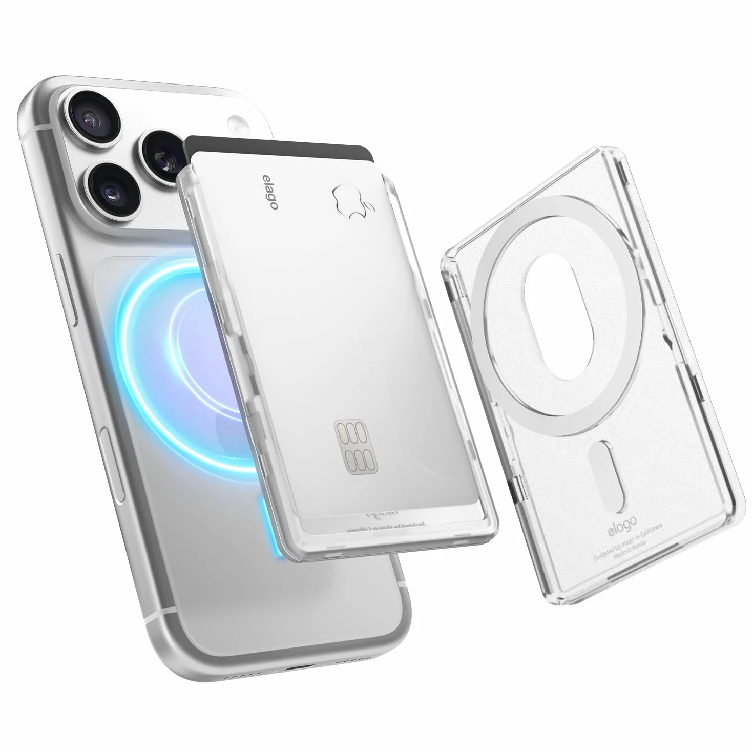 elago Przezroczyste magnetyczne etui na karty kompatybilne z MagSafe dla iPhone 17/16/15/14/13/12 Series - bezpieczny portfel na telefon, trwała konstrukcja PC, ochrona przed uszkodzeniami