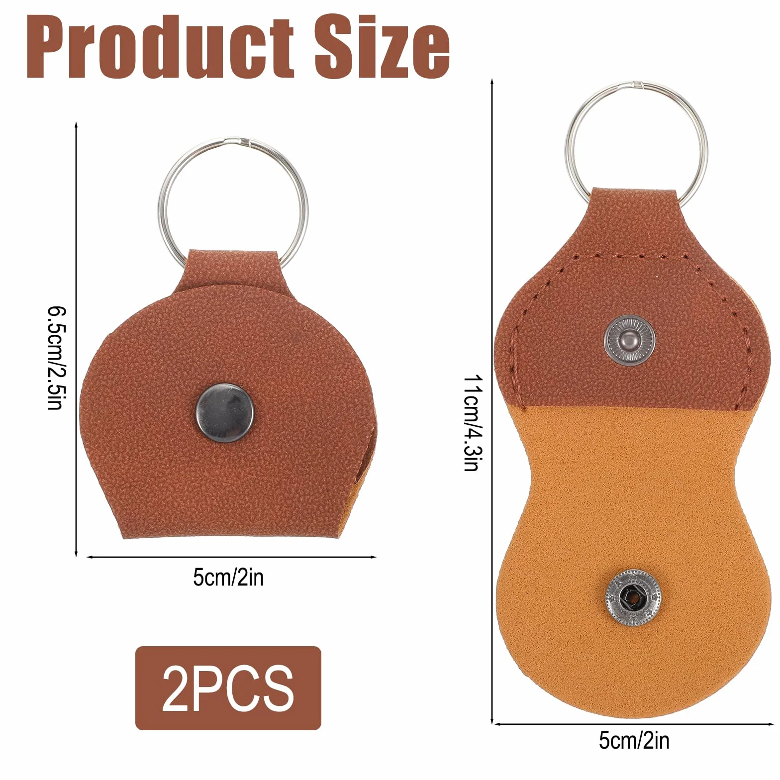 Xinjoduz 2 zestawy po 8 kostek do gitary akustycznej z 2 etui na kostki ze skóry PU, różne kolory, do elektrycznych gitar akustycznych, kostki basowe (3 x 2,6 cm, czarne + brązowe)