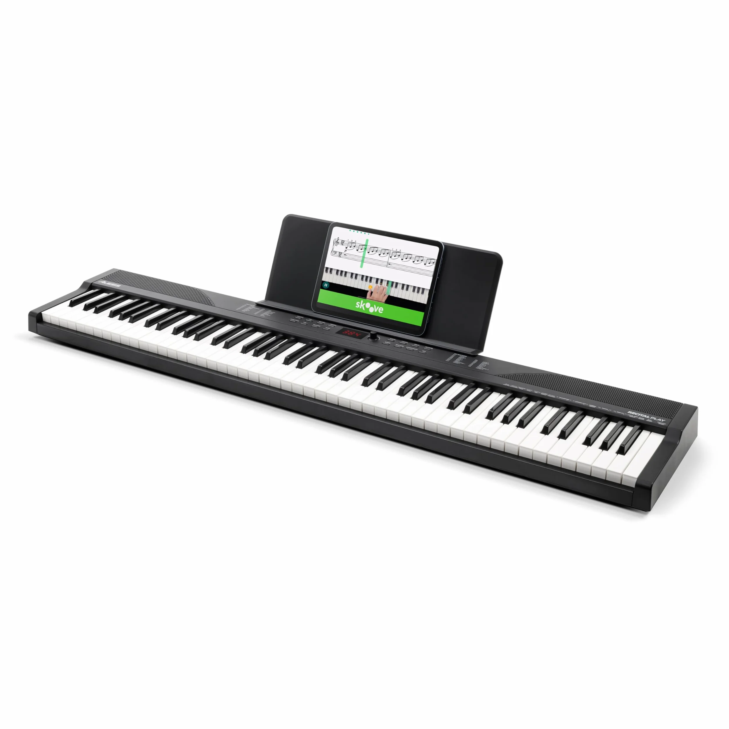 Alesis 88-klawiszowe pianino z 480 brzmieniami, głośnikami, USB MIDI, stojakiem na nuty/tablet, zasilaczem i lekcjami