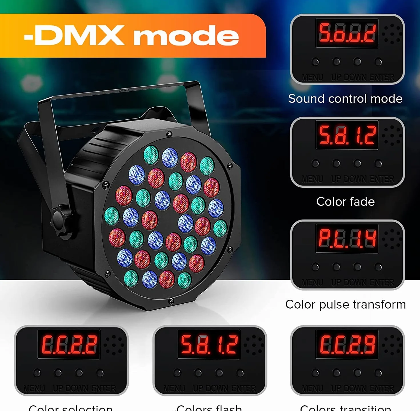 U`King 2 szt. RGB Par LED akumulator, 72 W zewnętrzne oświetlenie sceniczne z pilotem zdalnego sterowania, oświetlenie dyskotekowe 7 trybów na imprezę DJ bar, koncerty Halloween, Boże Narodzenie