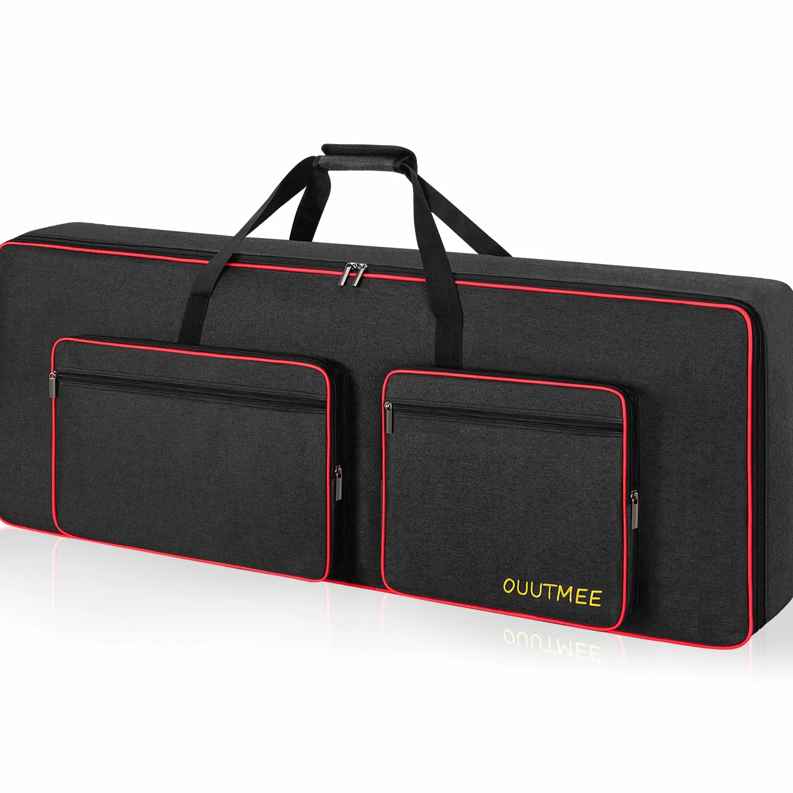 OUUTMEE Pokrowiec na keyboard na nuty 61/76/88, do fortepianów elektrycznych, tkanina Oxford 600D, 10 mm strona startowa, Gigbag (czarna) odporna na uderzenia, wodoszczelna, cztery narożniki