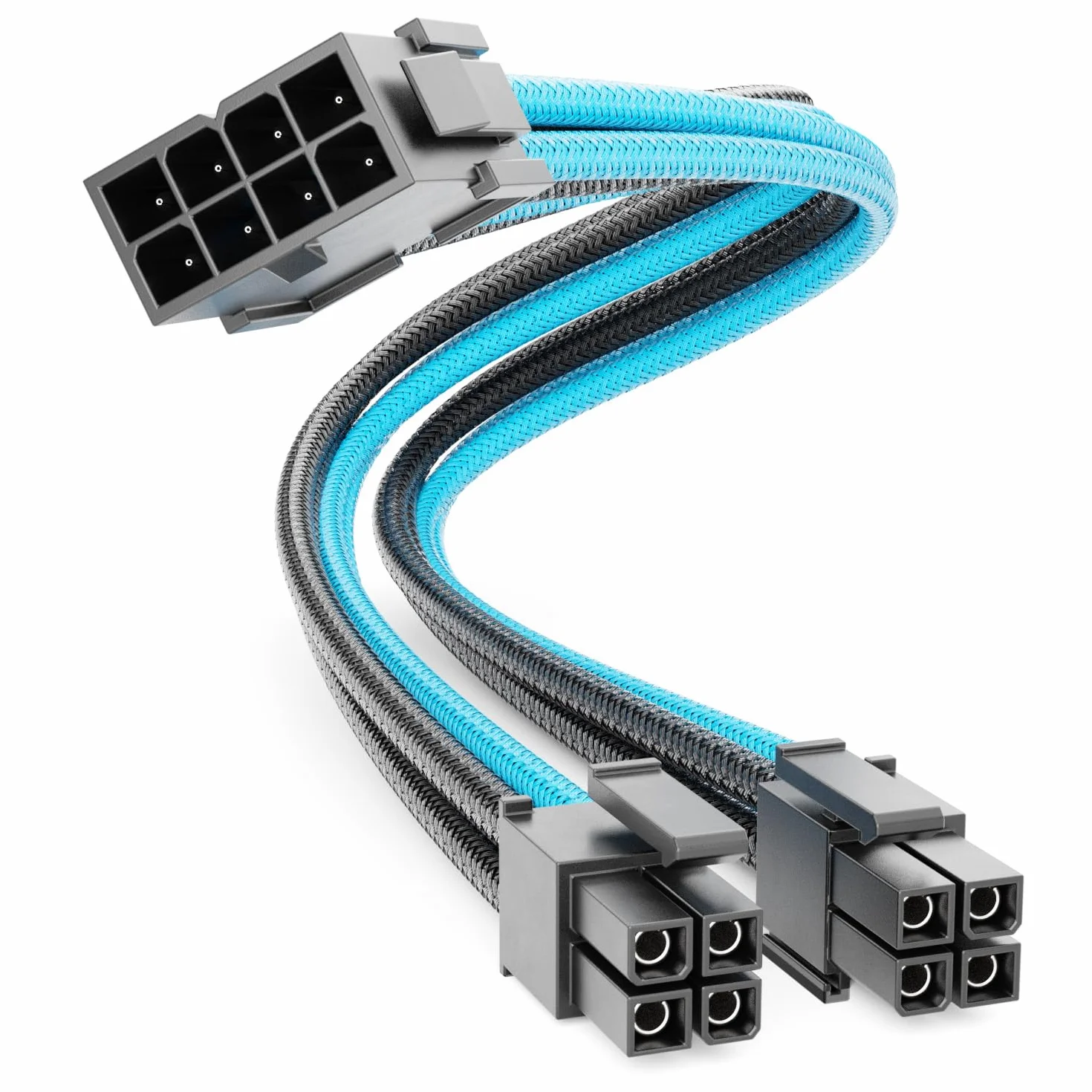 deleyCON 4+4-Pin EPS Procesor CPU Kabel Zasilający Przedłużacz 30cm - 18 AWG PSU Płyta Główna PC Zasilacz Komputerowy Nylon Męski do Żeńskiego - Czarno-Niebieski