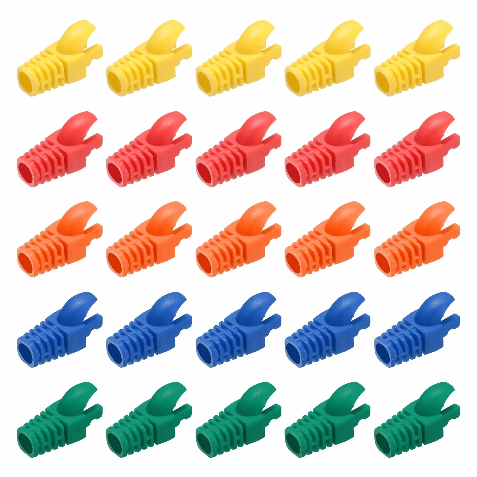 PATIKIL Złącze RJ45 pokrywa 50 szt. Cat5, Cat5E, Cat6, Cat7, kabel sieciowy do łodzi, osłona do laptopów, komputerów, routerów, inteligentnych kamer sieciowych, drukarek, 5 kolorów