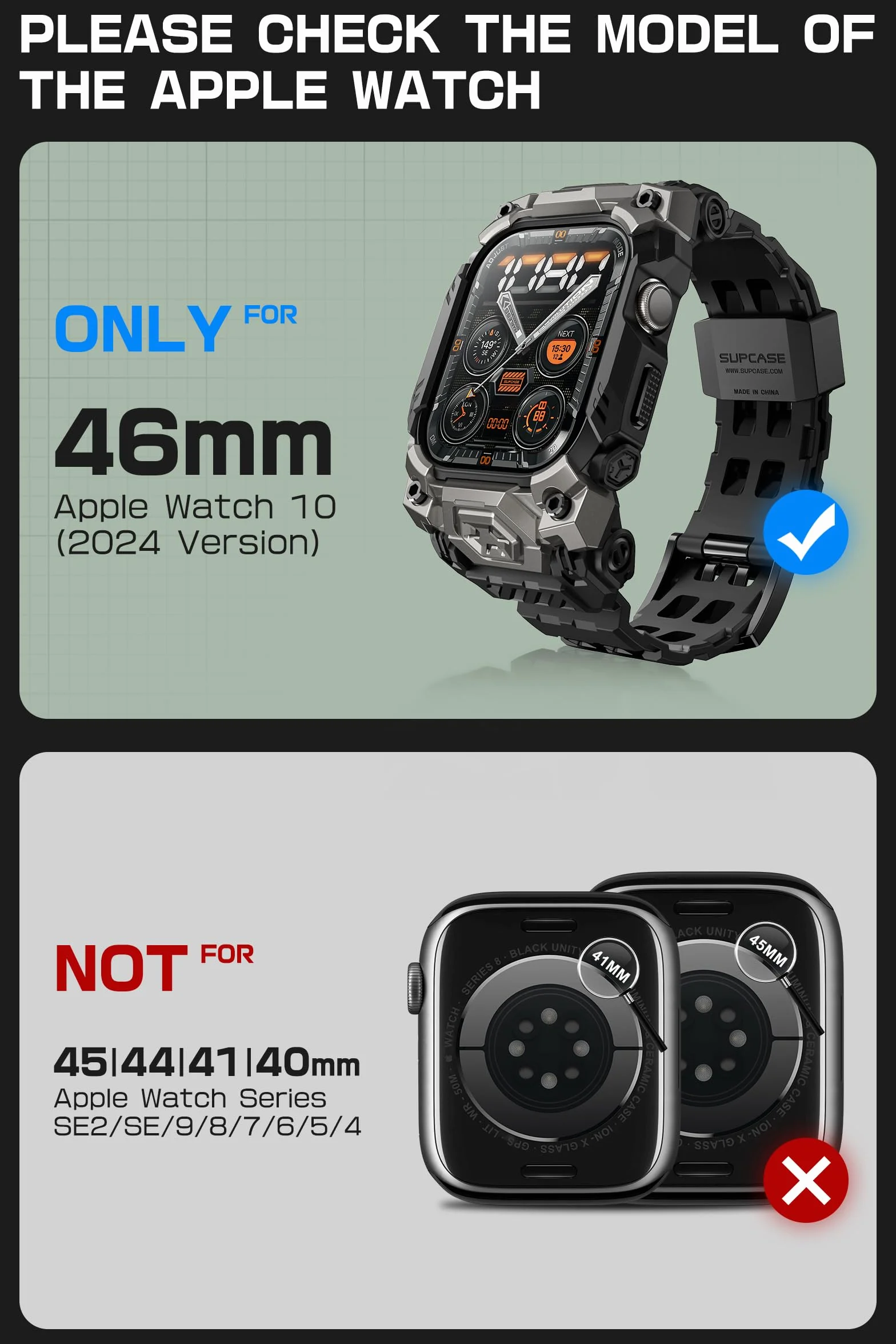 SUPCASE Etui do Apple Watch 11/10 46 mm z paskiem (ruda żuka jednorożca), [odporne na zarysowania] [ochrona klasy wojskowej] wytrzymałe sportowe męskie etui ochronne z regulowanym paskiem
