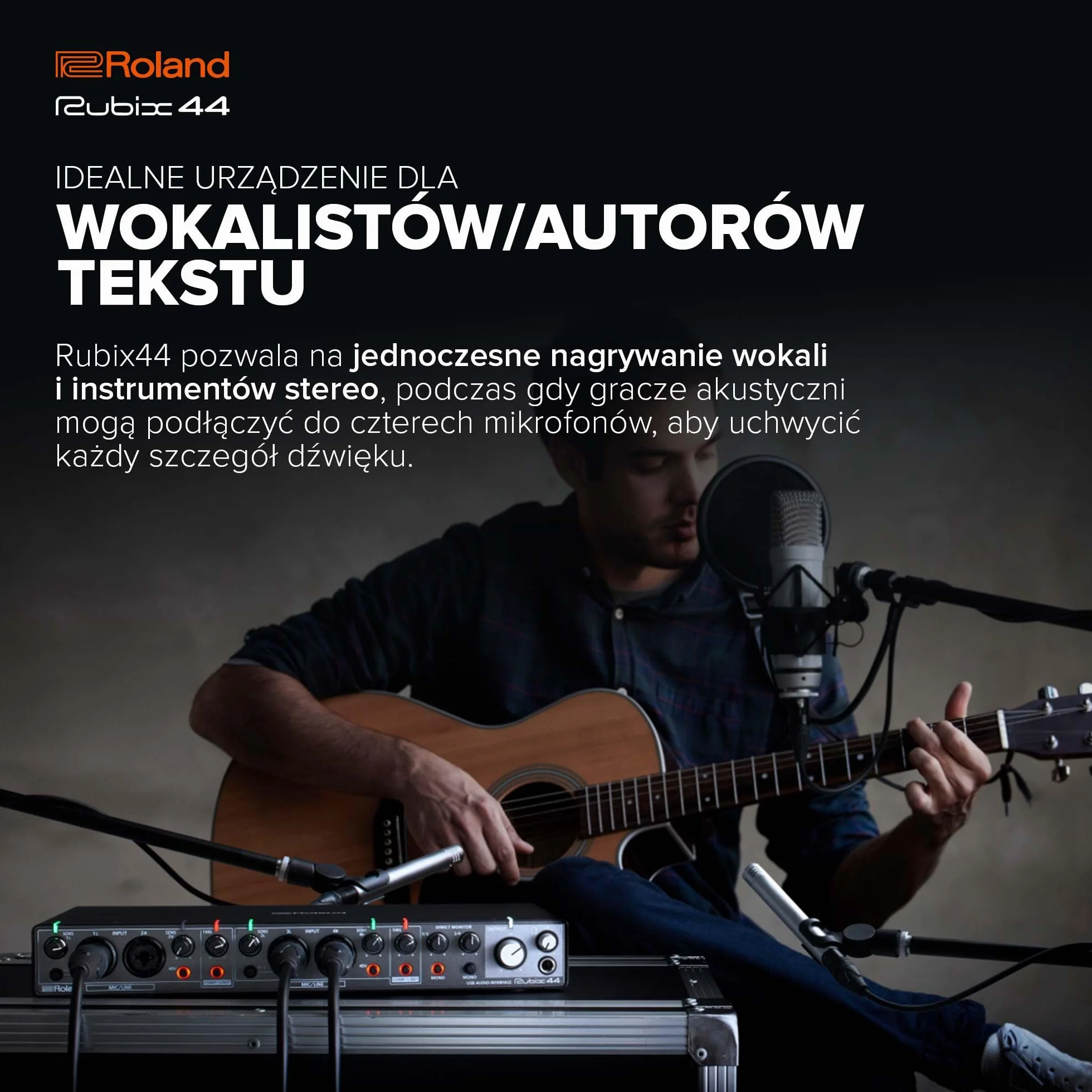 Roland Rubix44 Interfejs Audio USB 4 Wejścia 4 Wyjścia Dźwięk Wysokiej Rozdzielczości Kompaktowy
