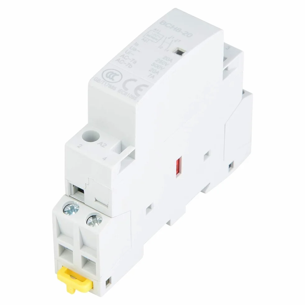 Przekaźnik 230V Suchy Styk Stycznik 2P 20A Domowy Stycznik Prądu Przemiennego do Montażu na Szynie Din elektryczność 1No 1Nc (220V 230V) (220V/230V)