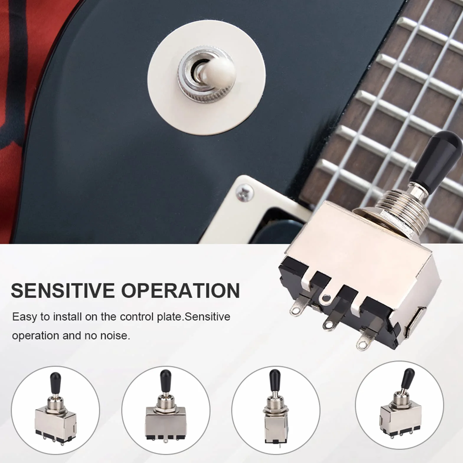 Gitara 3-drożny przełącznik 3-drożny przełącznik, 3-drożny przełącznik do czarnej końcówki część zamienna do gitary elektrycznej w stylu LP części do gitary akustycznej i klasycznej
