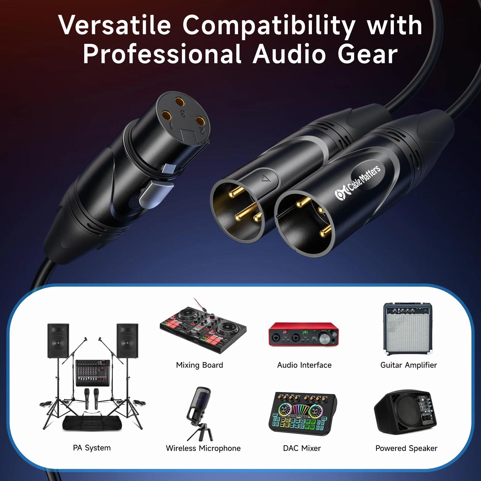 Cable Matters XLR weiblich auf Dual Male Y-Splitter Adapter 0,5m
