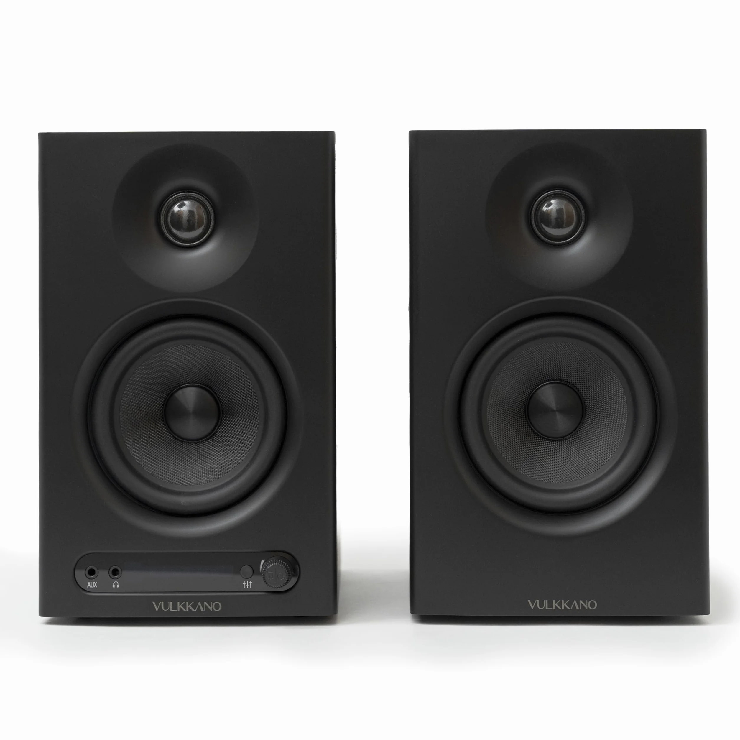 VULKKANO PRO4 monitory studyjne z 4-calowym głośnikiem niskotonowym, Bluetooth, symetrycznym wejściem TRS, RCA, wyjściem na słuchawki, AUX, optycznym, ustawieniami EQ, głośnik do monitora