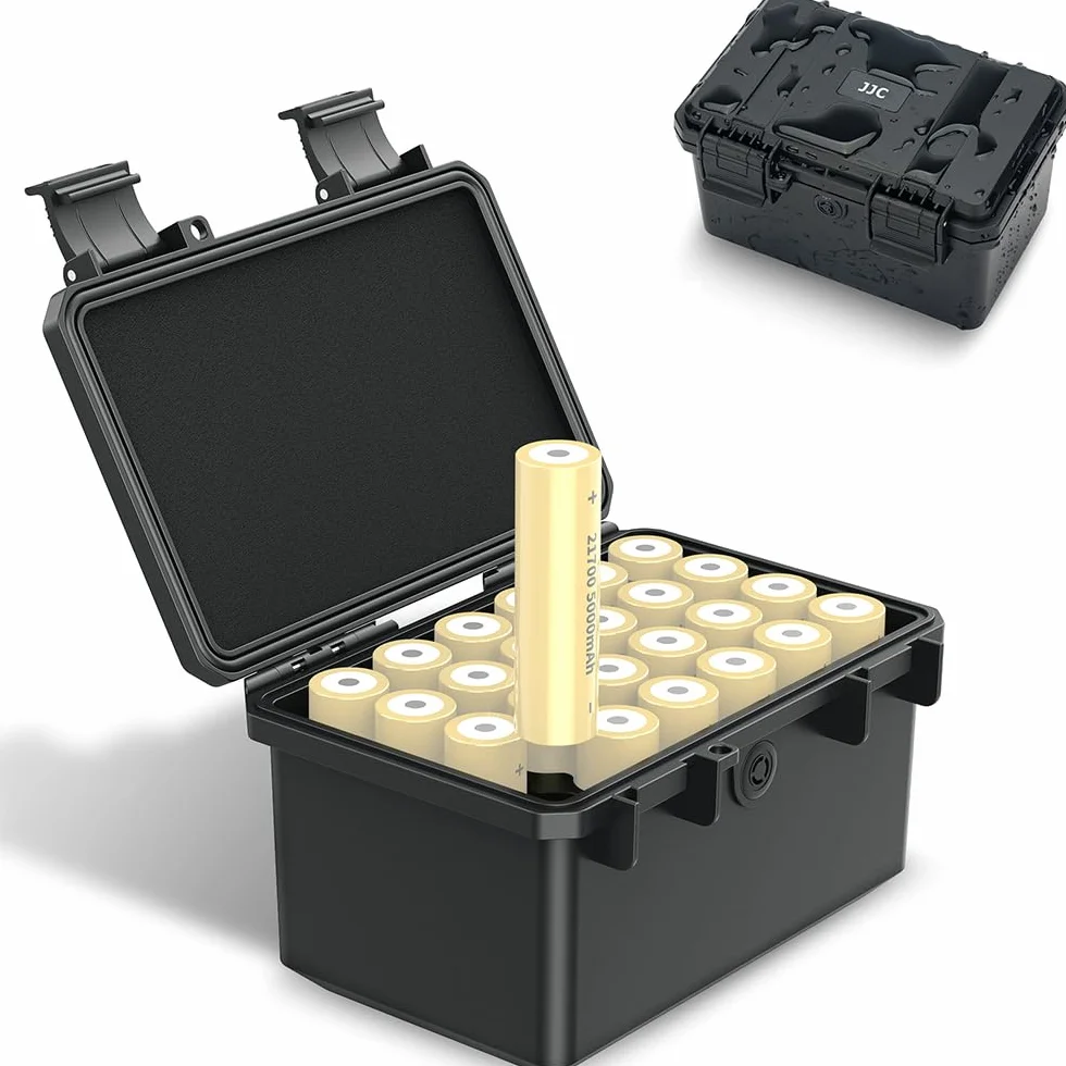 JJC 21700 etui na baterie pojemnik na baterie wodoodporny na 24 sztuki baterii 21700/20700 i wszystkie podobny rozmiar baterii, organizer do przechowywania baterii