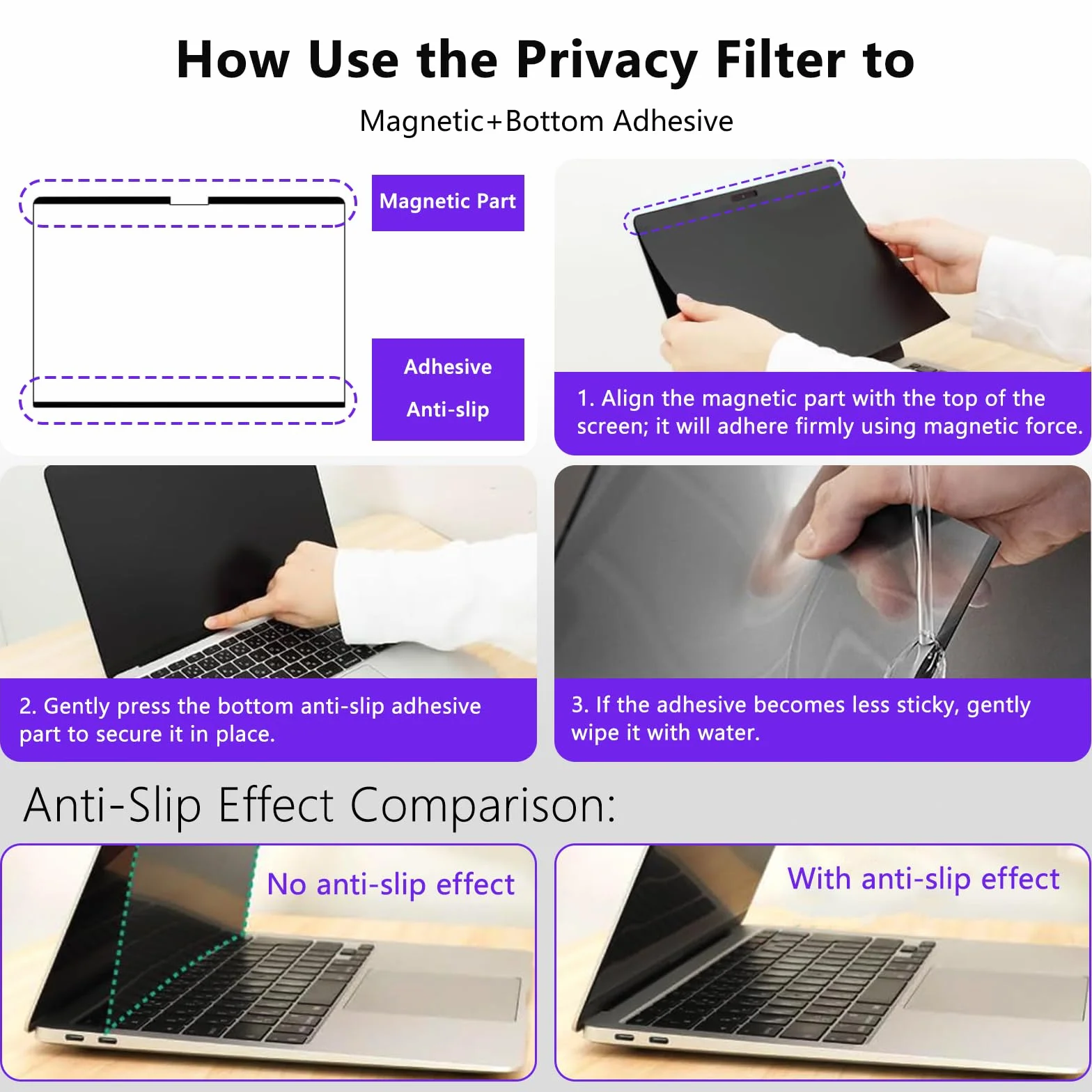 Magnetyczna folia prywatności do Macbook Neo 13 cali (2026 A18 Pro), Mac Laptop Privacy Screen ochrona ekranu 13", Anti-Peep filtr niebieskiego światła, zdejmowana ochrona wyświetlacza